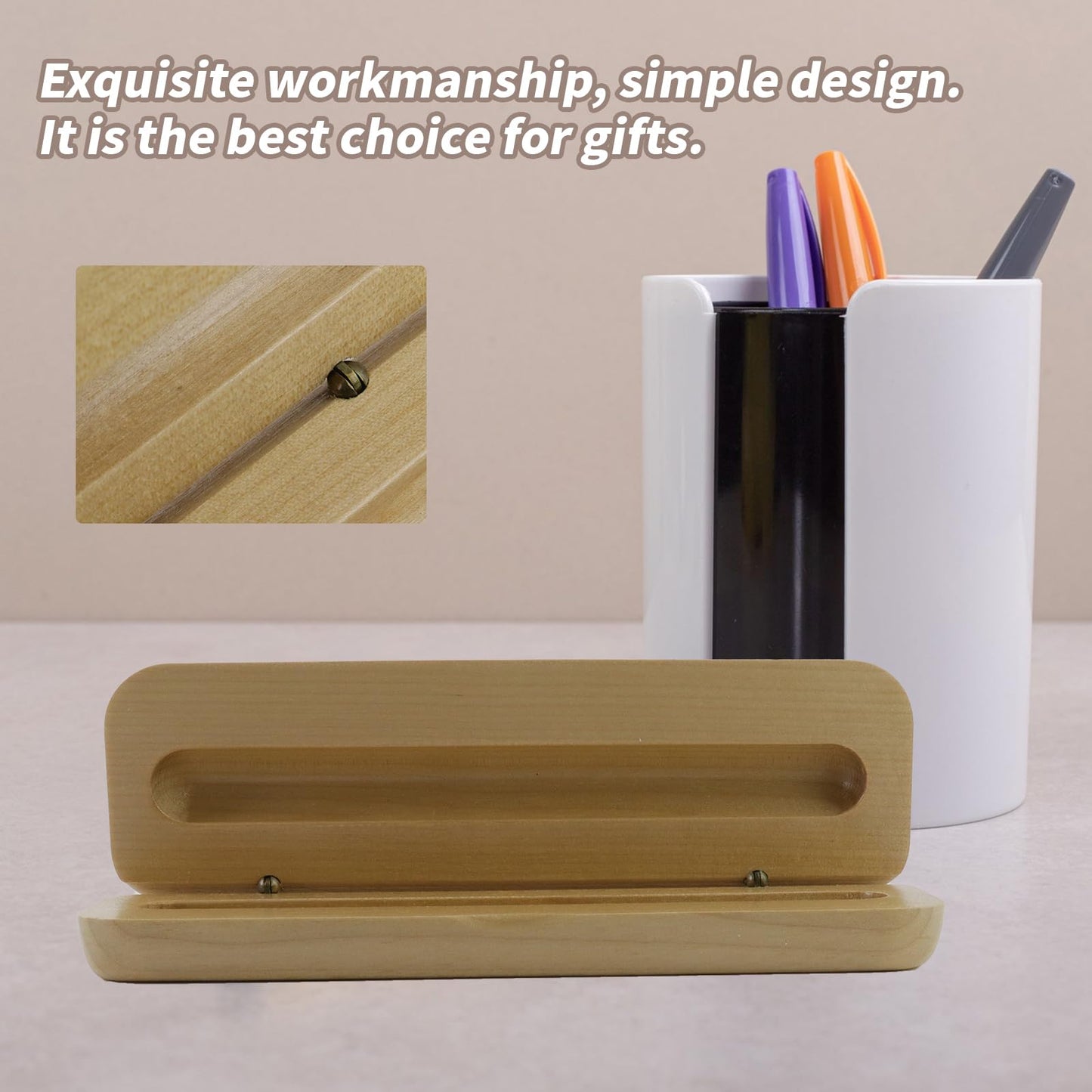 Pastlla 2 Pcs Wooden Pen Gift Boxes Empty Ballpoint Pen Gift Box Pencil Boxes Pencil Present Empty Case Collection Set for Business Birthday Office Supplies