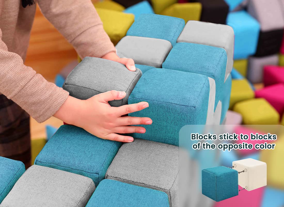 nets Tribe Magnetic Soft Building Blocks for Kids, Magnetic Blocks, Big Blocks, Educational Toys, Incredibly Fun Building Block for Children (Blue+Gray)