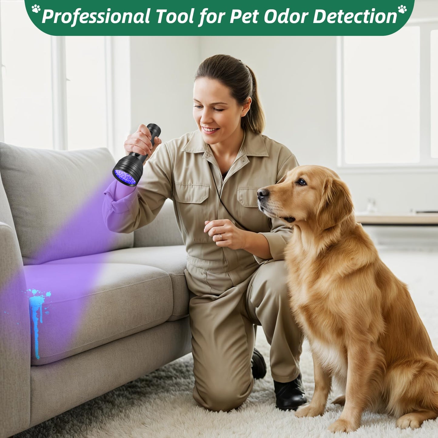 ESCO LITE UV Flashlight Black Light, 51 LED 395 nM Ultraviolet Blacklight Detector for Dog Urine, Pet Stains and Bed Bug