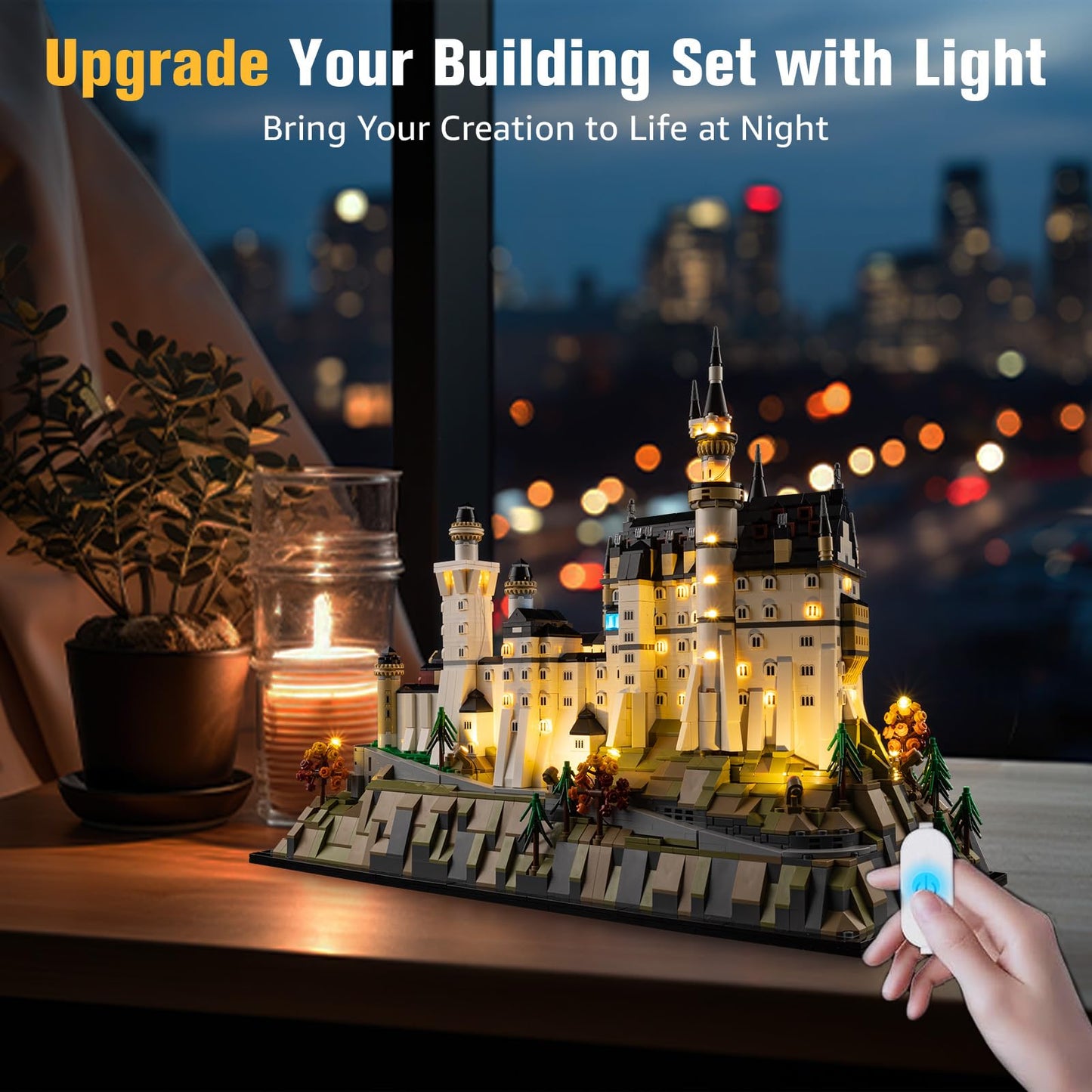 BrickSoul Upgrade Light Kit for Lego Architecture Neuschwanstein Castle 21063 Building Set | with ON/Off & Dimmer Switch & Hidden Cable Tech | Easy Install Lighting Set (21063 Set NOT Included)