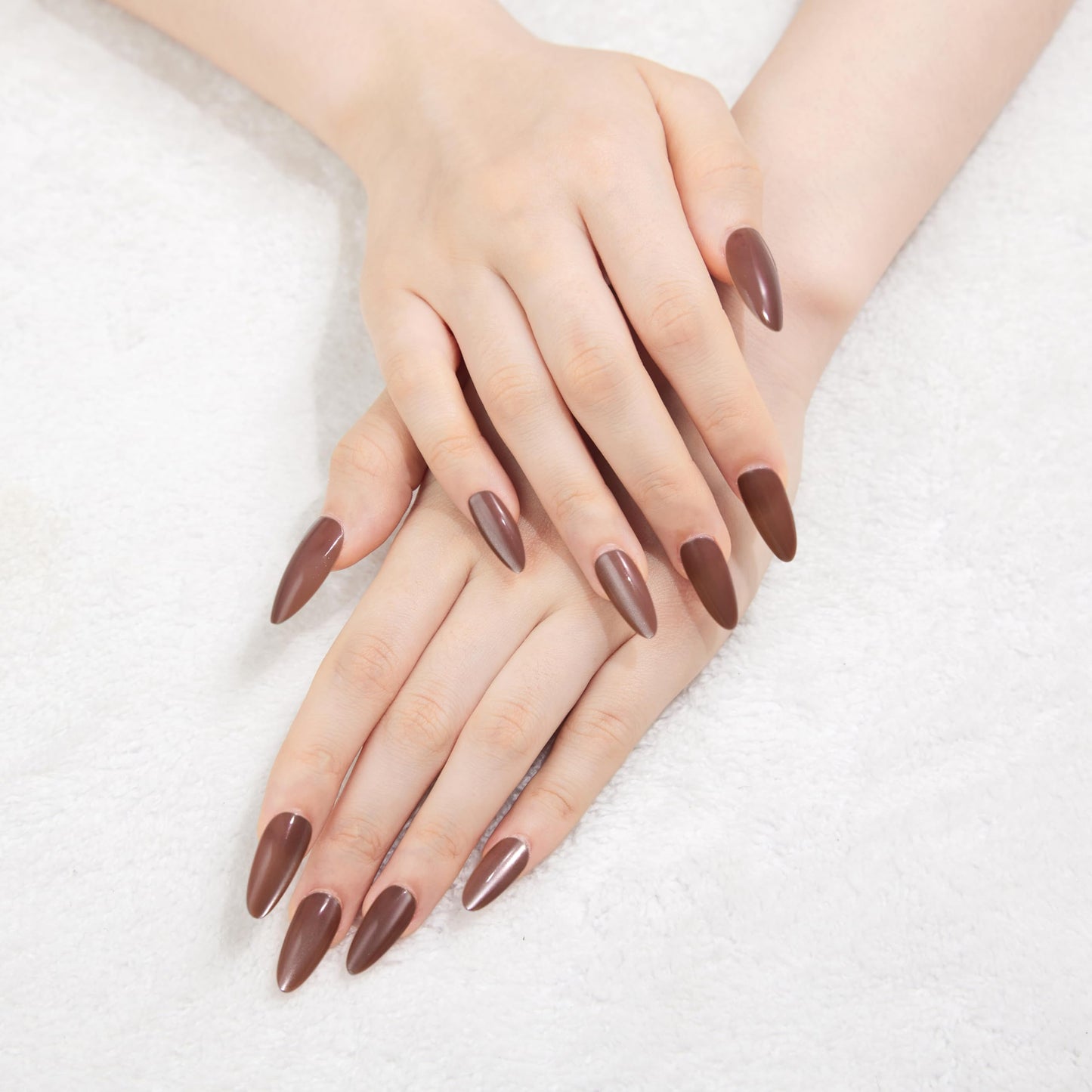 YTETUOE Press On Nails, 48pcs Hands and Feet Full Set Kit with Gel DIY Tools, Chocolate Brown Style, Salon-Quality Fake Nails Tip