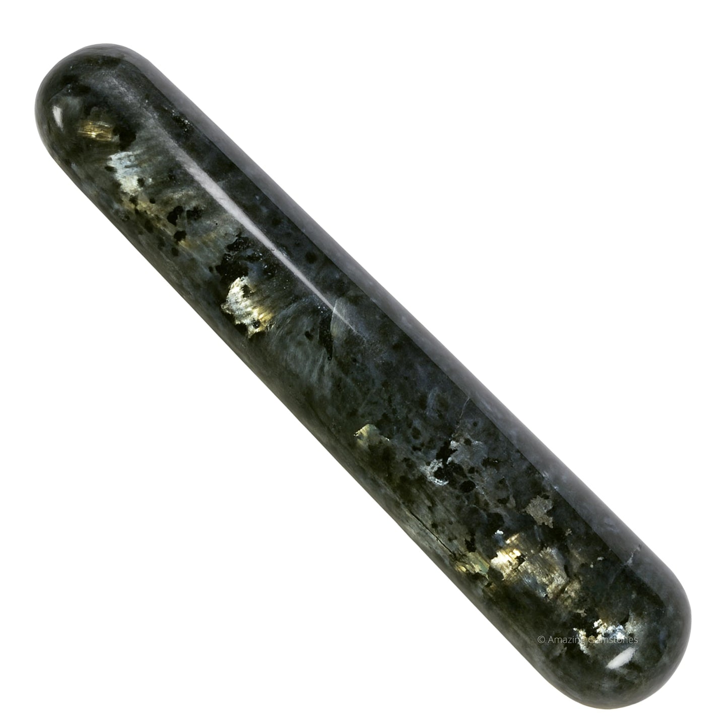 Amazing Gemstone Larvikite Crystal Wand Massage Stick - Pelvic Wand Gua Sha for Adults - Crystals and Healing Stones Massage Wands for Adults Gifts (Smooth)