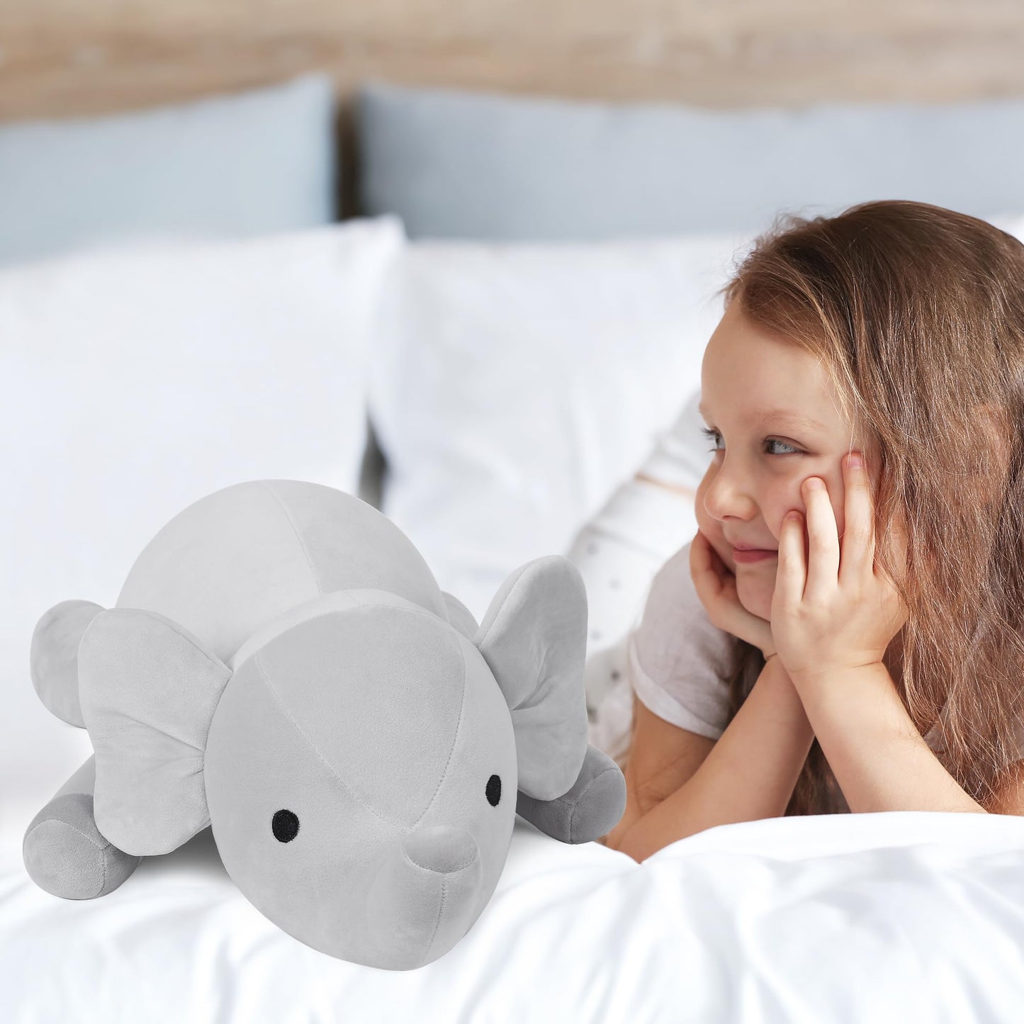 WeBingo 4.2 lbs Elephant Weighted Stuffed Animals, 24" Weighted Elephant Plush Toy Weighted Plush Animal Throws Pillows Gifts for Kids & Adults