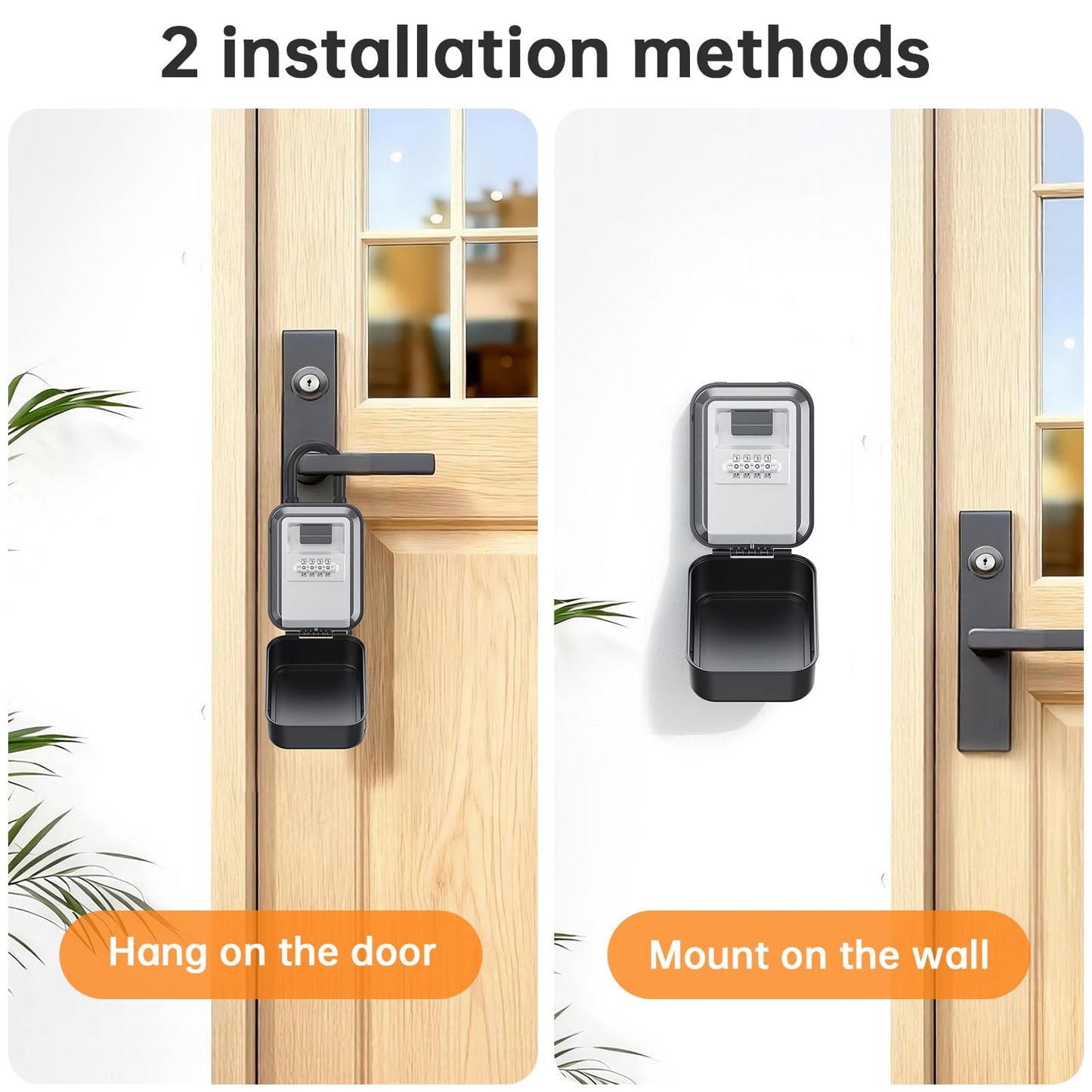 TOSICAM Light Up Key Lock Box - Waterproof Wall Mount Portable 4-Digit Combination Key Safe Storage for Outdoor/Home/Airbnb/Emergency/Realtor/Large Capacity/Resettable Code