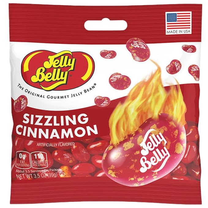 Needzo Sizzling Cinnamon Jelly Beans, Hot and Spicy Gourmet Chewy Candy, Bulk Shareable Candy, 3.5 Ounces, Pack of 3