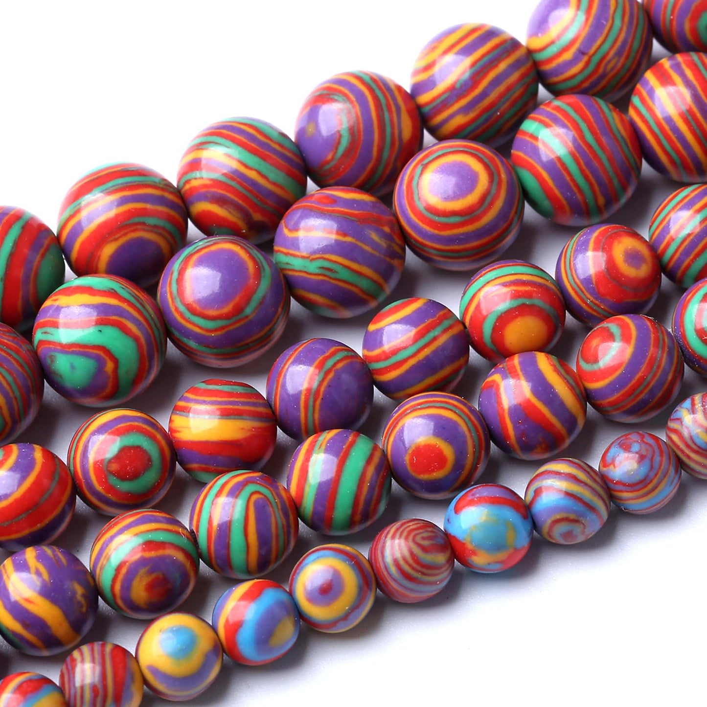 180pcs 4MM Natural Stone Painted Purple Peacock Turquoise Beads for Jewelry Making Stone Round Loose Beads DIY Bracelet Necklace 2 Strands 32"
