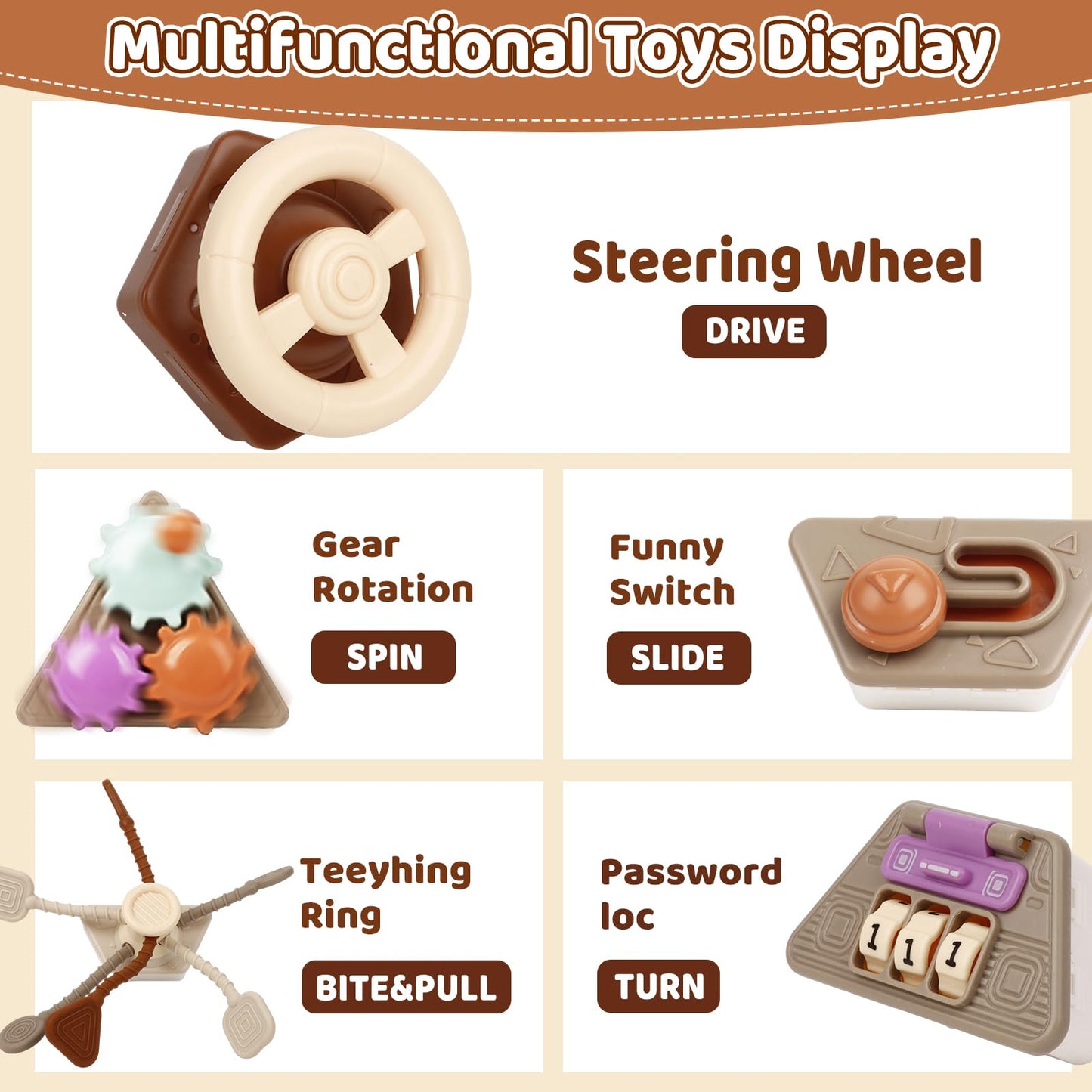 22-in-1 Baby Activity Cube,Montessori Sensory Toy Toddler 1-3, Kid Education Learning Activity Toys, Early Educational Birthday Gift for 1 2 Year Olds Boy Girl (Muticolor)