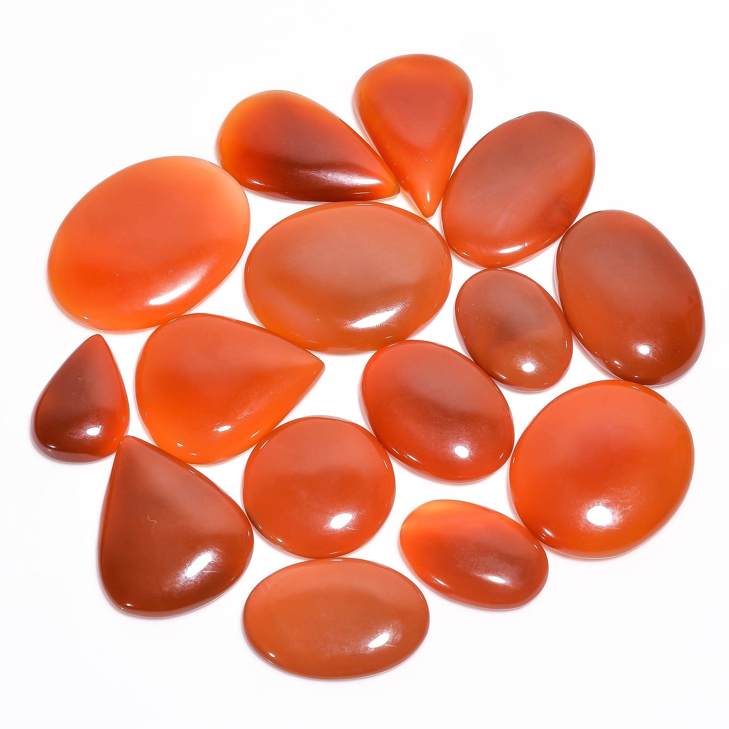 Natural Carnelian Gemstone- Healing Crystals for DIY Jewelry Making -Loose Natural Cabochon -Perfect for Crafting Unique Jewelry Designs (5 pcs, 25-35 mm)