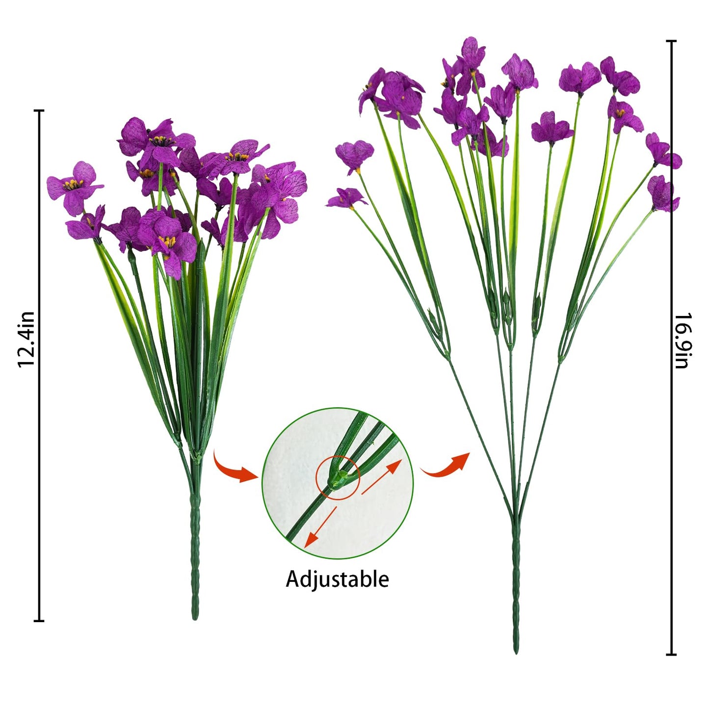 Uieke 16PCS Artificial Flowers for Outdoors UV Resistant Fake Flowers for Outside Indoor Home Porch Window Box Spring Summer Décor (Purple)