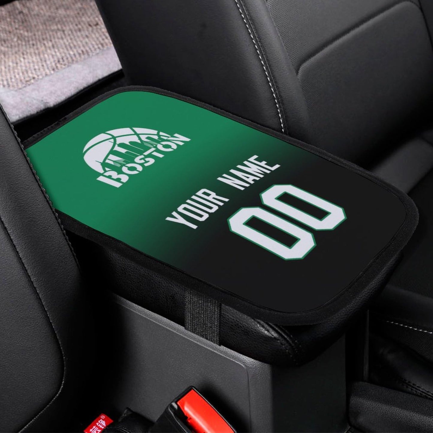 ZSX74B Custom Basketball Car Armrest Covers Universal Auto Center Console Pad Car handrail Box Cushion Personalized Add Name & Number Fans Gift Fit Suit for SUV Truck Sedan Van