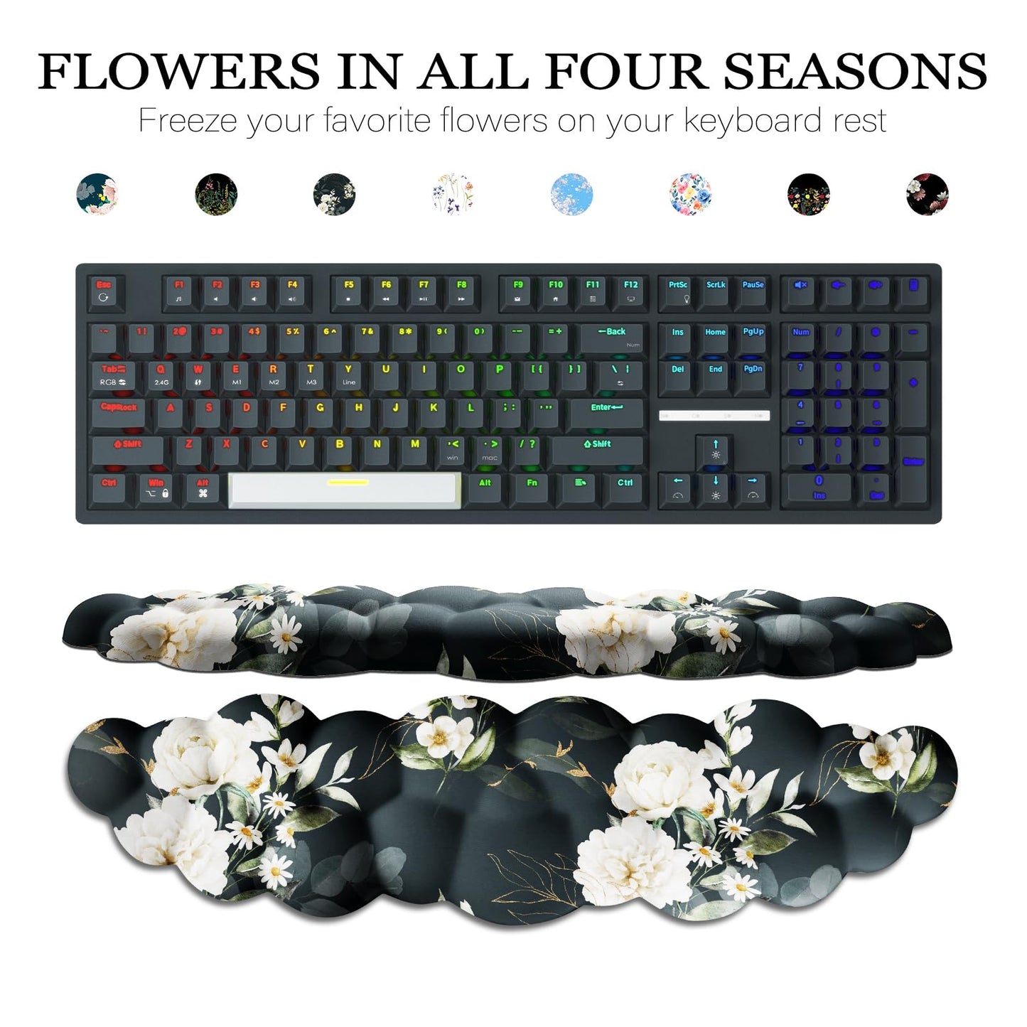 JIKIOU Cloud Wrist Rest Keyboard, Cloud Keyboard Wrist Pad Set with Comfortable Cloth, Cute Arm Rest for Palm Support, PC/Gaming Desk Accessories/Office Setup/Computer Hand Cushion Peony