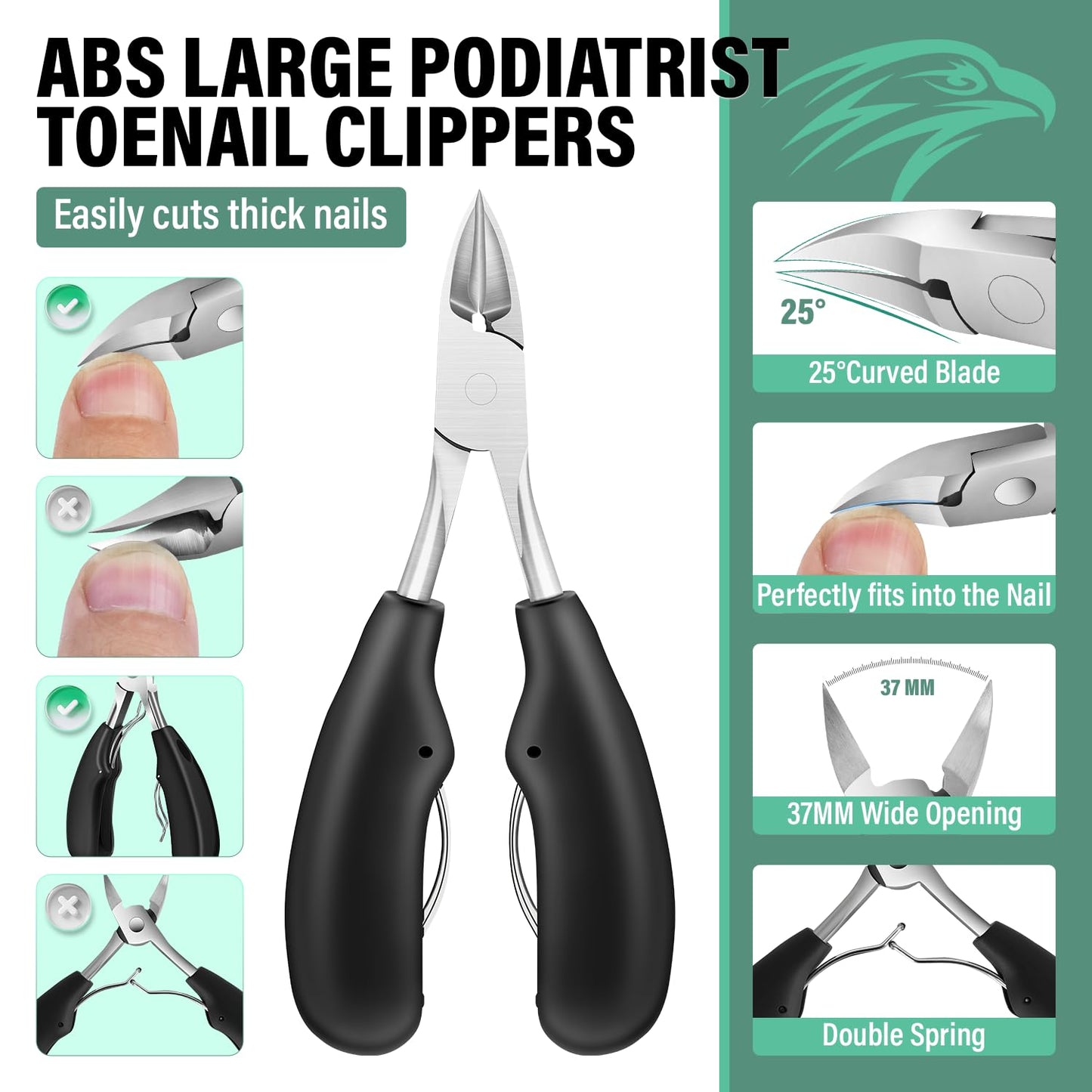 Upgrade Long Handled Toenail Clippers for Seniors with Lock, Large Toe Nail Clippers for Thick Toenails for Men Women, Wide Opening Slanted Fingernail Clippers with Catcher Precision Nail Cutter Set