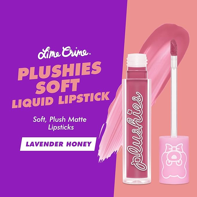 Lime Crime Plushies Soft Matte Lipstick, Lavender Honey (Sheer Nude-Lavender) - Blackberry Candy Scent - Plush, Long Lasting & High Comfort for All-Day Wear - Talc-Free & Paraben-Free