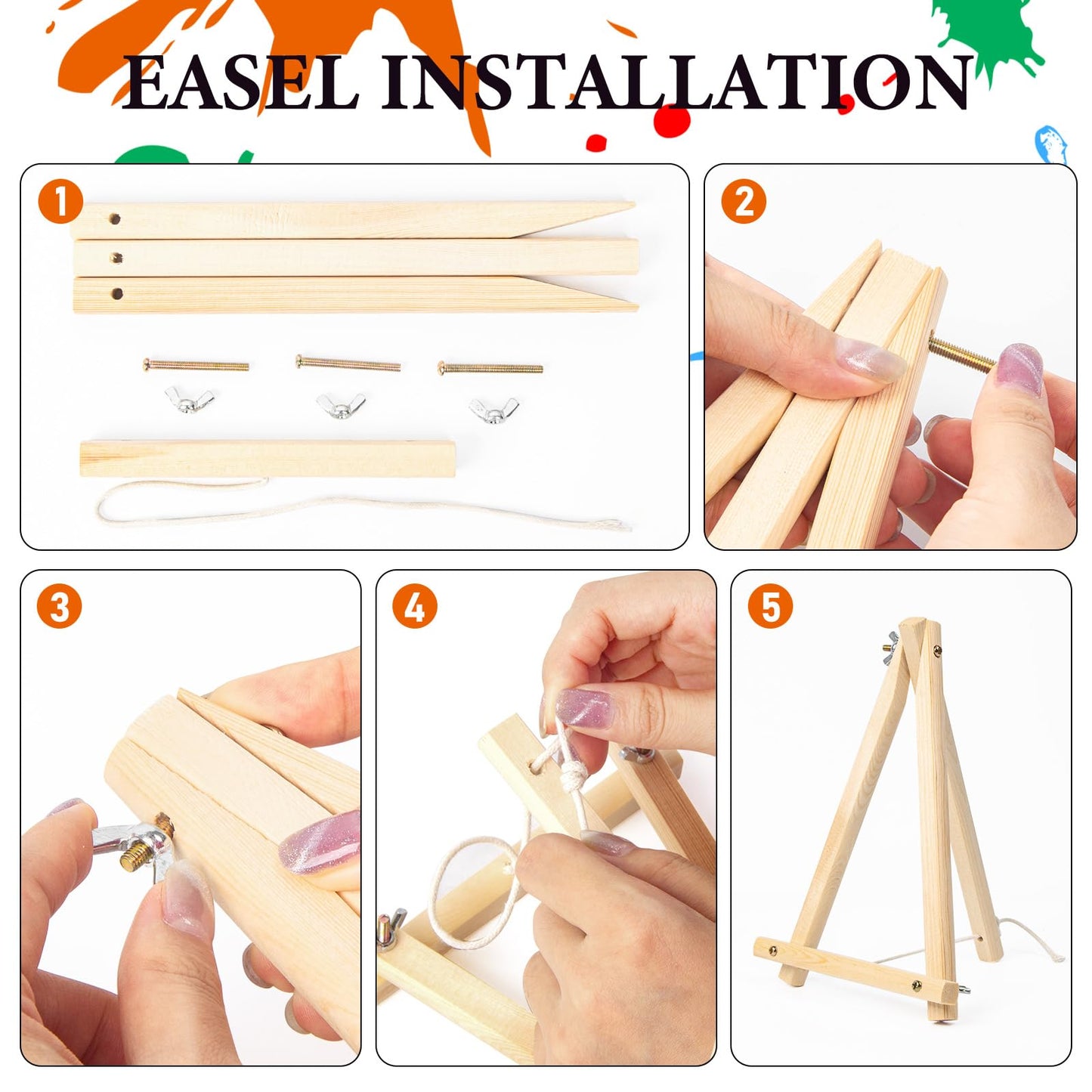 Fountor 4 Pack Framed Paint by Numbers Kit for Adults Beginners with Wooden Easel, DIY Landscape Arts and Crafts for Adults, Painting by Numbers for Home Wall Decor, 8x12 inch