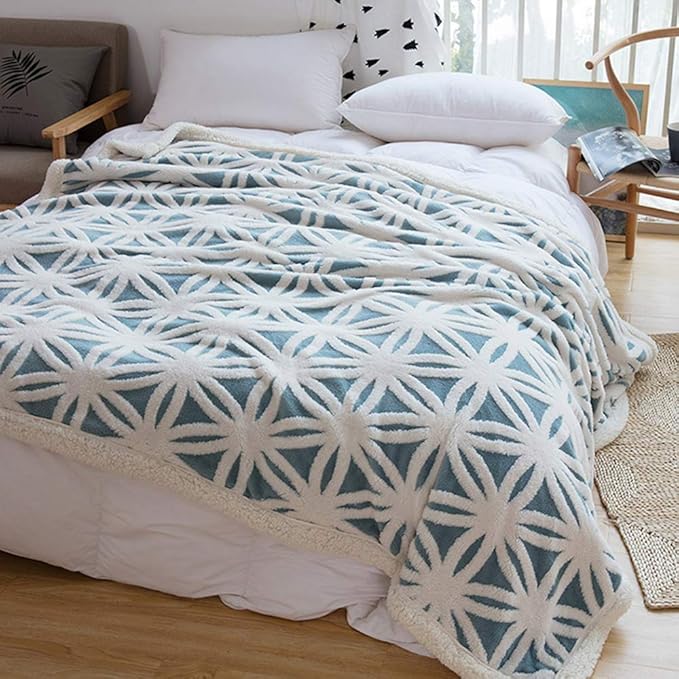 LOMAO Sherpa Fleece Blanket Fuzzy Soft Throw Blanket Dual Sided Blanket for Couch Sofa Bed (Light Blue, 60''x 80'')