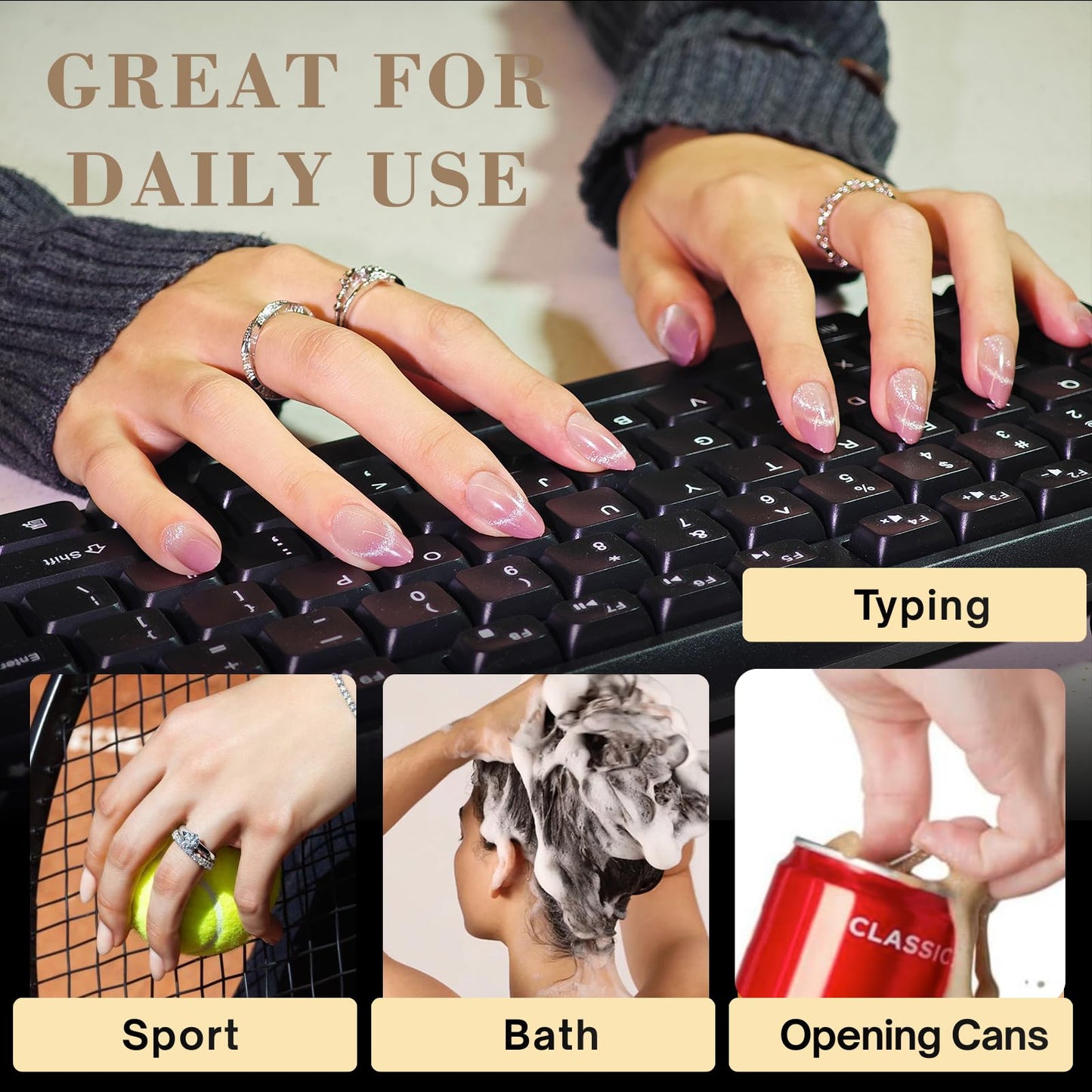 SnypeeLab 600pcs Zero Damage Press on Nail Adhesive Tabs, 15 Sizes of No Harm Nail Sticky Tabs for Press on, 0.3mm Ultra-Thin Waterproof for Shower, Non Toxic Nail Glue, 20 Sheets(Clear 1)