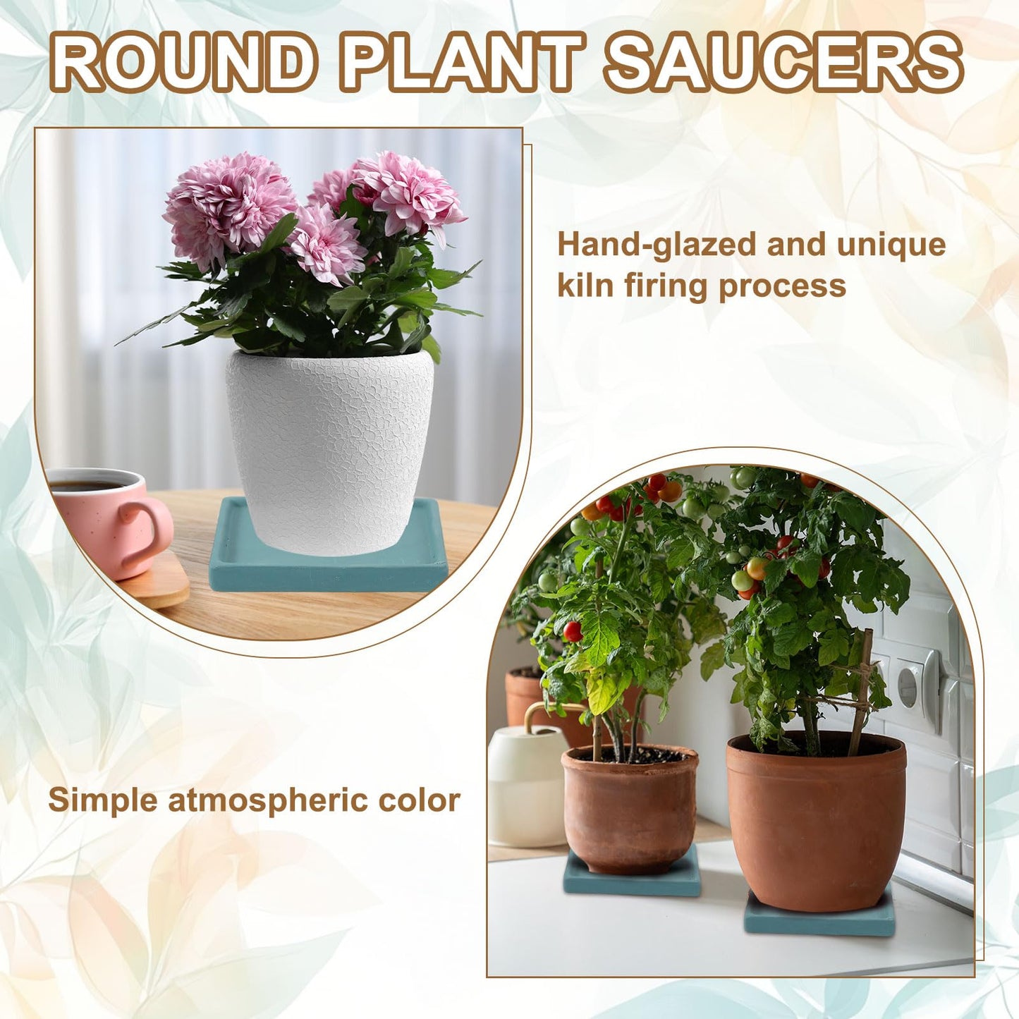 uxcell 2 Pcs Square Plant Saucers, 4.7 Inch Ceramics Plant Drip Trays for Pots, Heavy Duty Flower Pot Saucers for Indoors and Outdoors, Gray