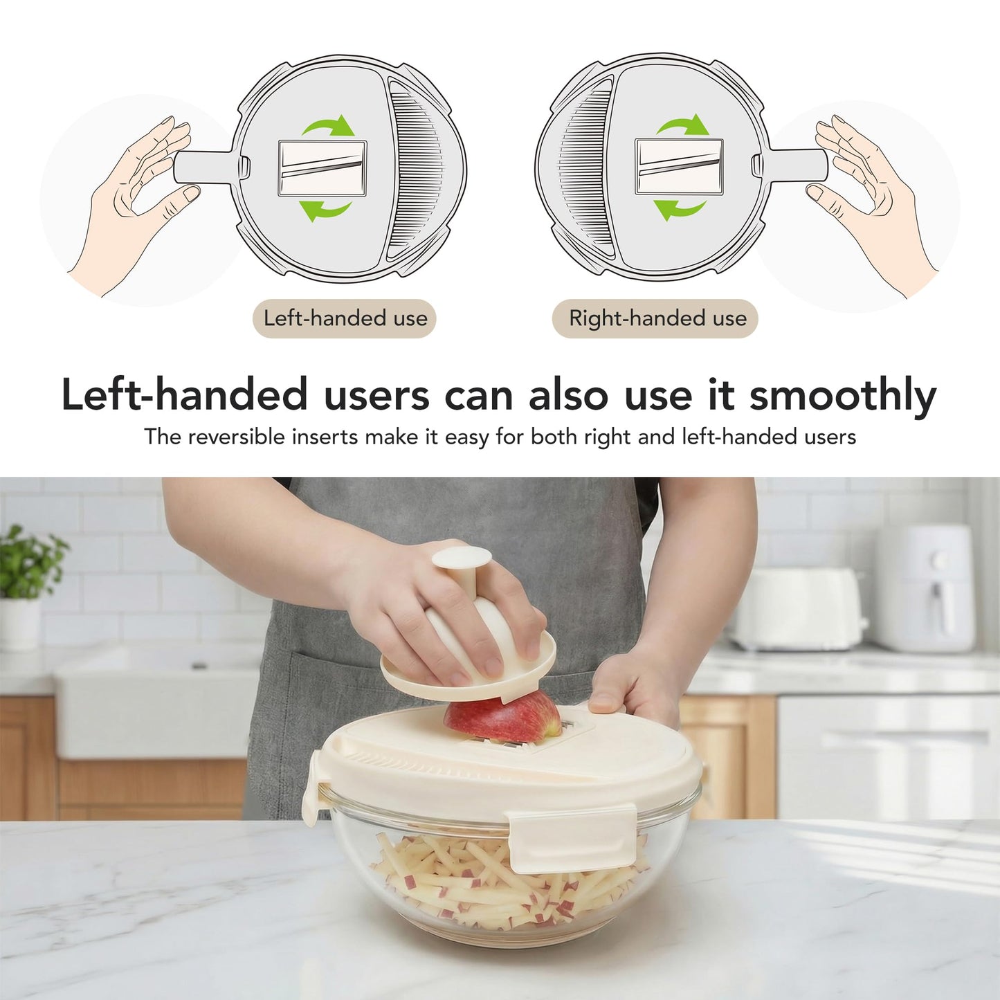 Genicook Salad Chopper with Bowl, Vegetable Chopper for Salad Prep, 8.5 Cup Glass Bowl, Food Chopper for Kitchen, Onion Chopper, BPA-Free & Dishwasher Safe, Easy Meal Prep Tool