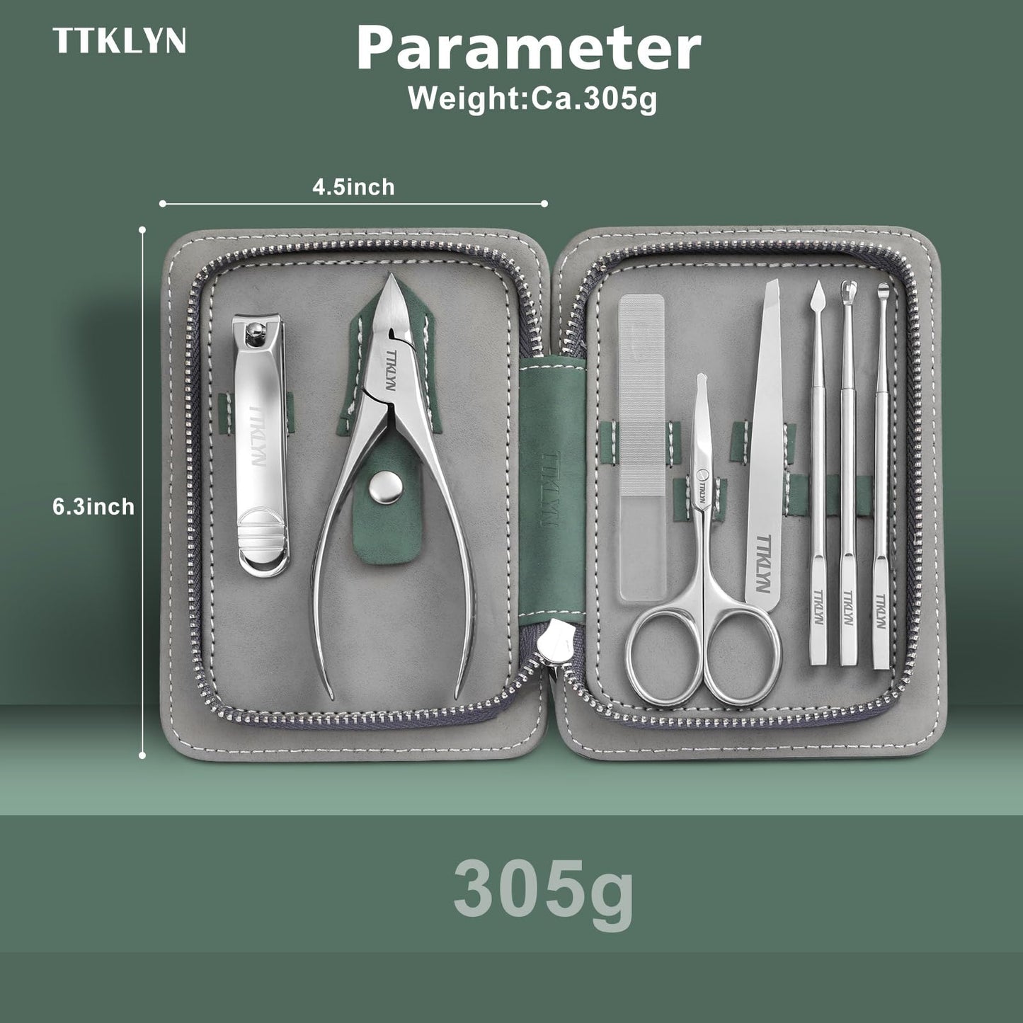 TTKLYN Manicure Kit for Women, Stainless Steel Nail Kit with PU Leather Case, Precision Pedicure Tools for Feet
