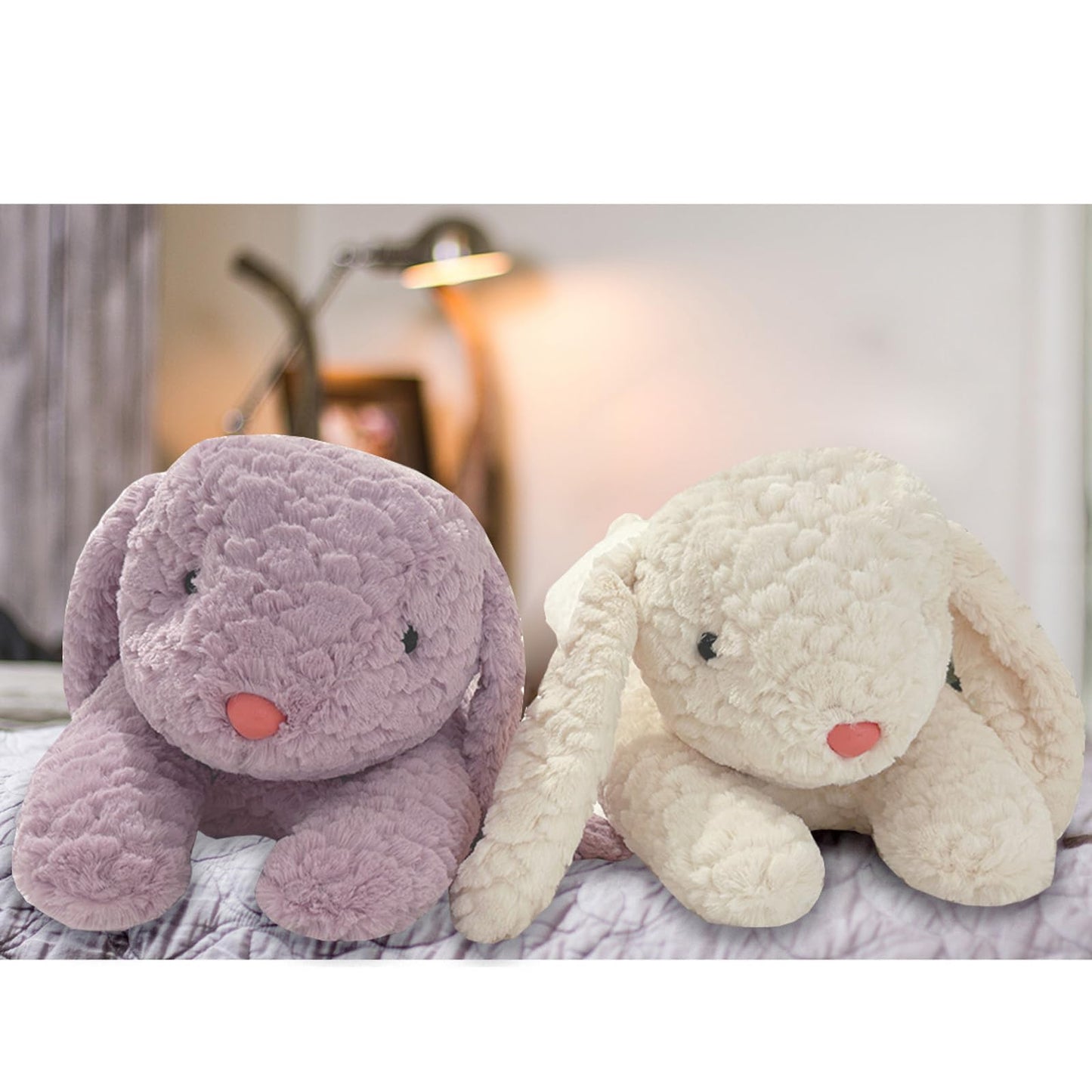 Hofun4U Rabbit Plush Pillow, Rabbit Stuffed Animal, Rabbit Plush Long Body Pillow for Kids Adults (White,35 inch)