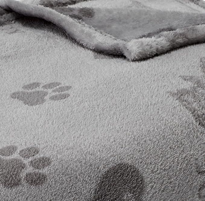Juicy Couture Dark Grey/Light Grey 50" x 60" Cat, Dog, Plush Puppy Blanket Throw, Printed, Breathable, Lightweight, Machine Washable, for Small Medium & Large Pets