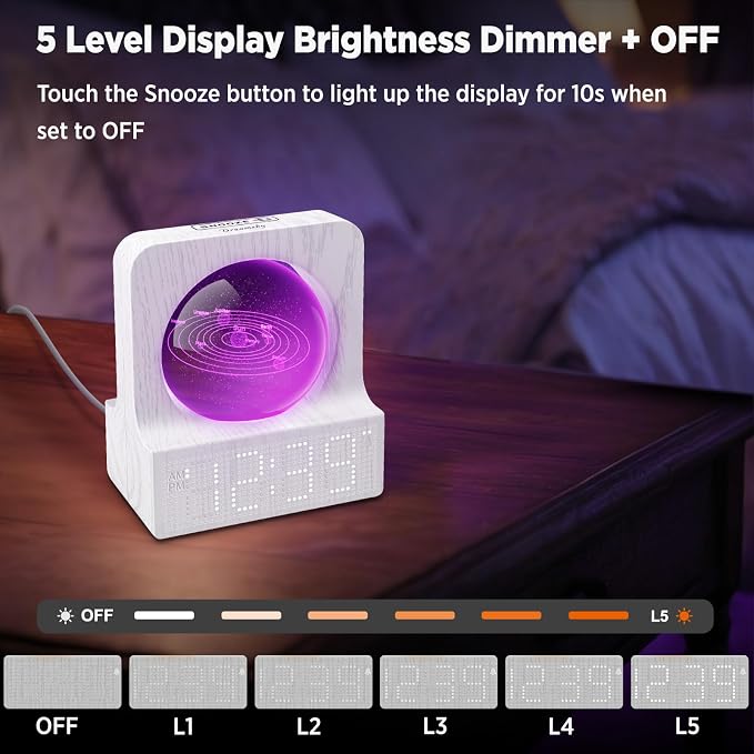 DreamSky Space Alarm Clock for Kids Teens with RGB Night Light for Bedroom