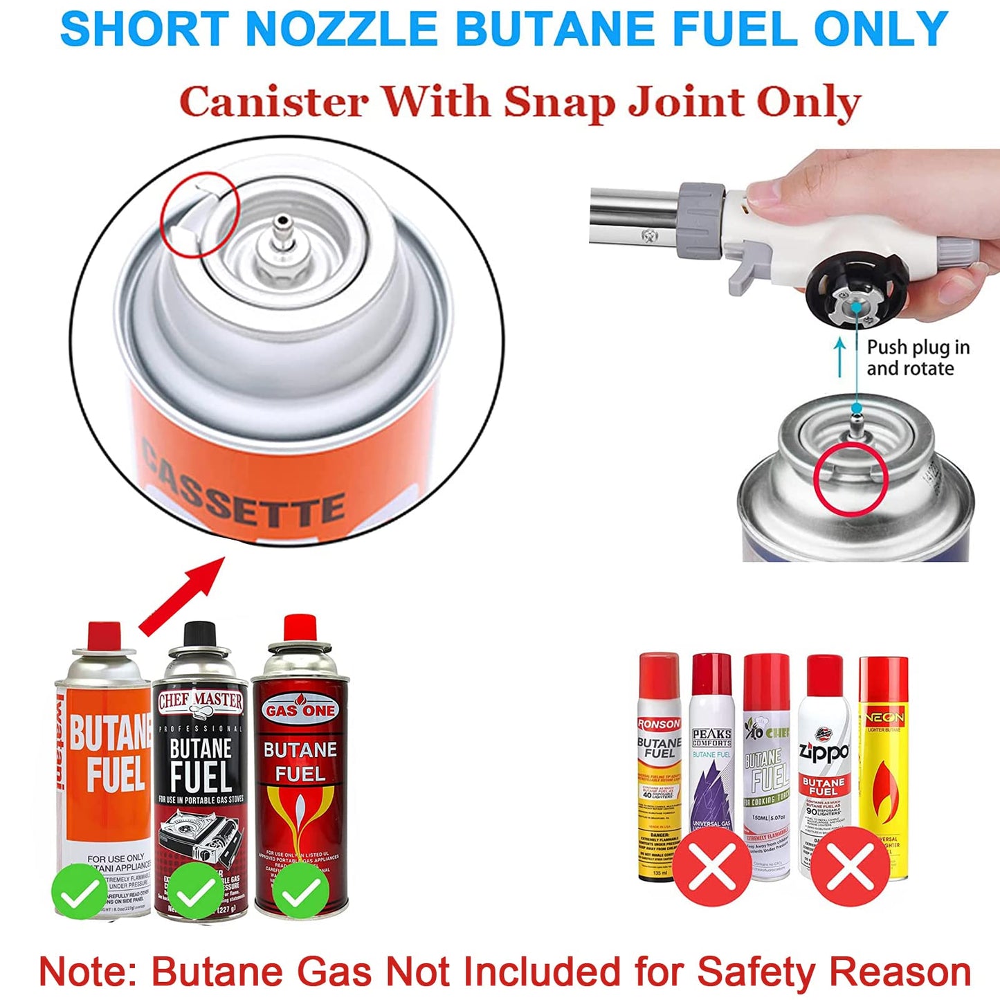 FunOwlet,Butane Torch Kitchen Blow Lighter, Culinary Torches Head Professional Chef Cooking Adjustable Flame For Sous Vide, Creme Brulee, Baking, BBQ (Butane Gas Not Included)