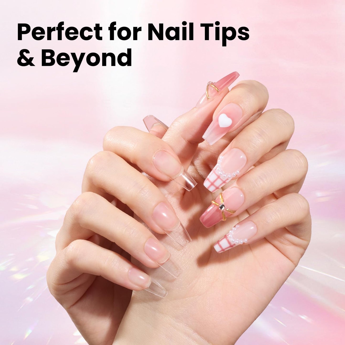 Beetles Mini UV Light for Gel Nails Tips – Small Flash Cure Lamp with Smart Sensor for Easy and Fast Nail Extensions, Cute and Portable UV LED Nail Lamp DIY Manicure Tools, Pink