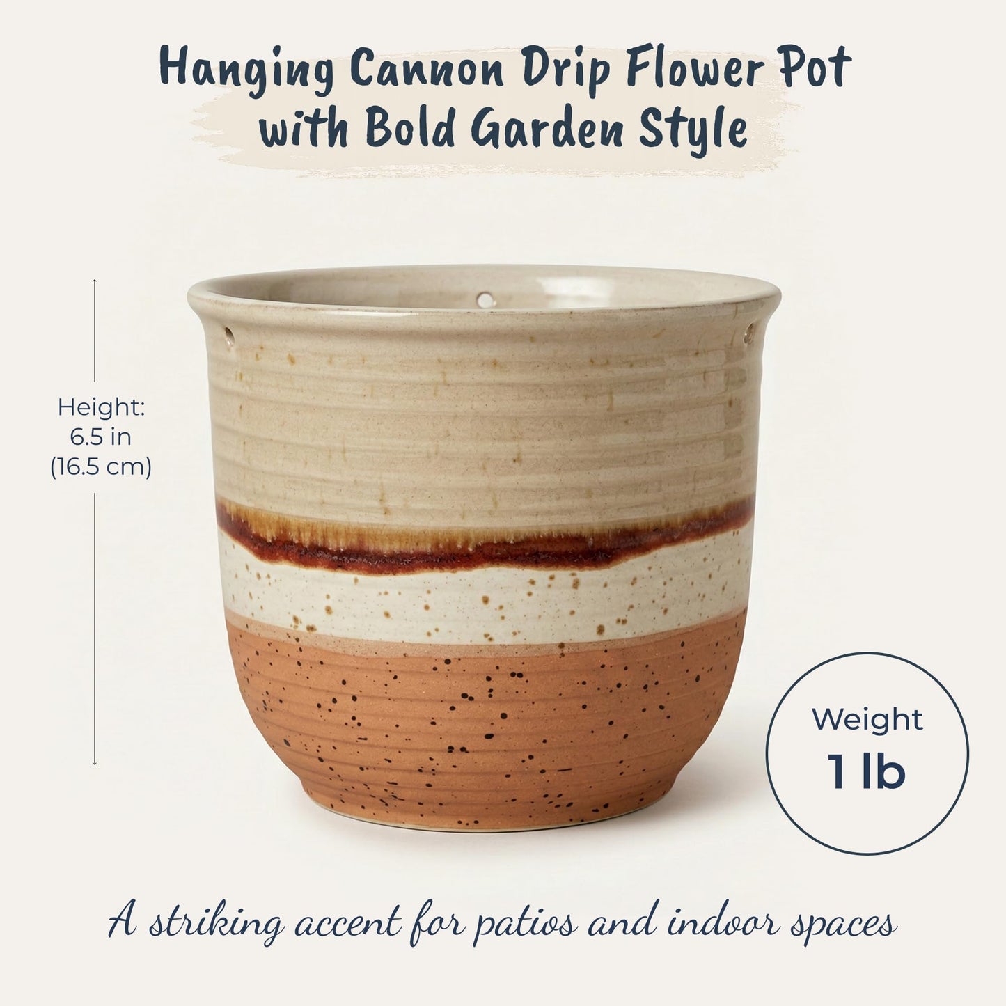 Blue Sky Ceramic Hanging Cannon Drip 6.5" Flower Pot