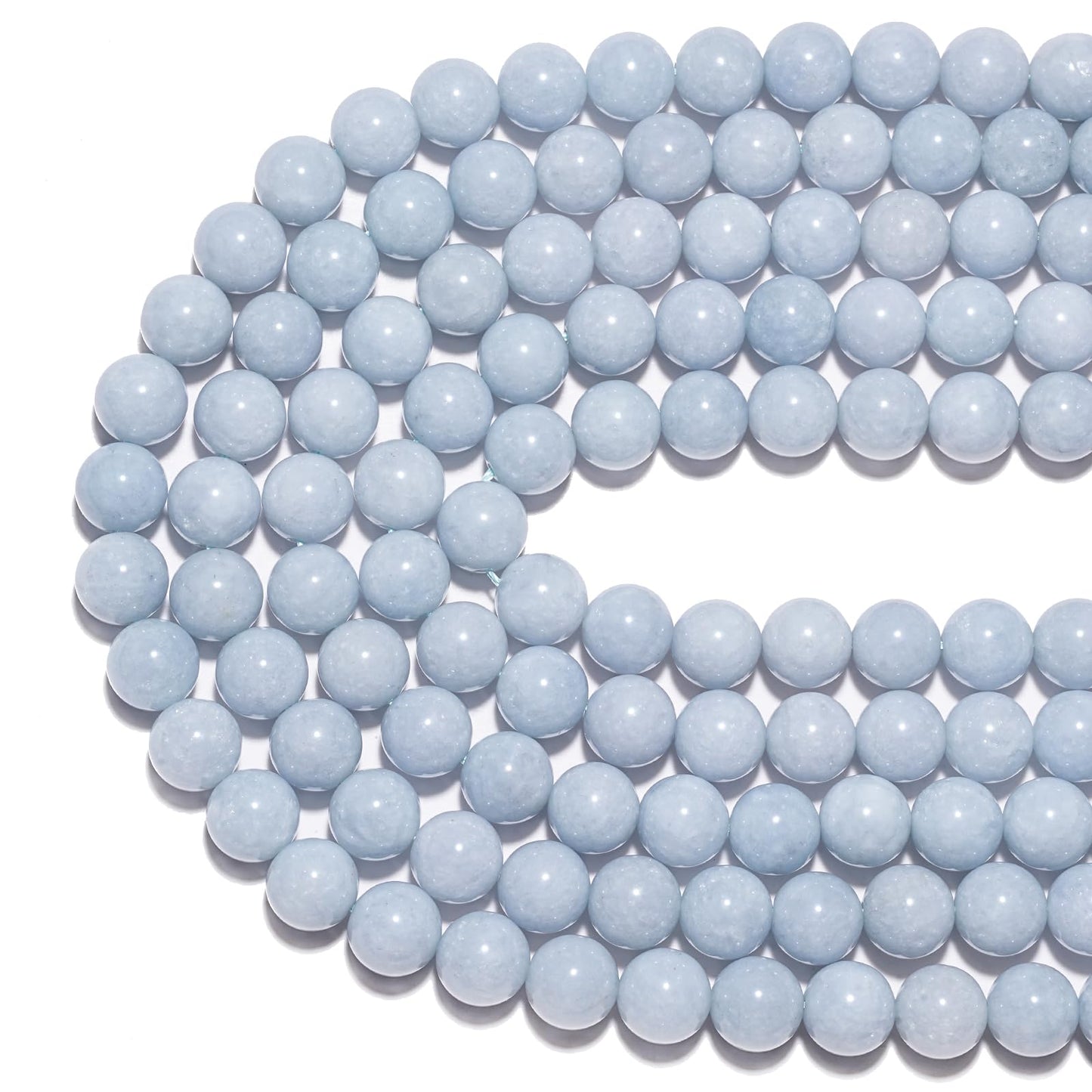 8mm Natural Aquamarine Gemstone Beads Polished Round Smooth Stone Beads for Bracelets Jewelry Making 15inch Loose Beads