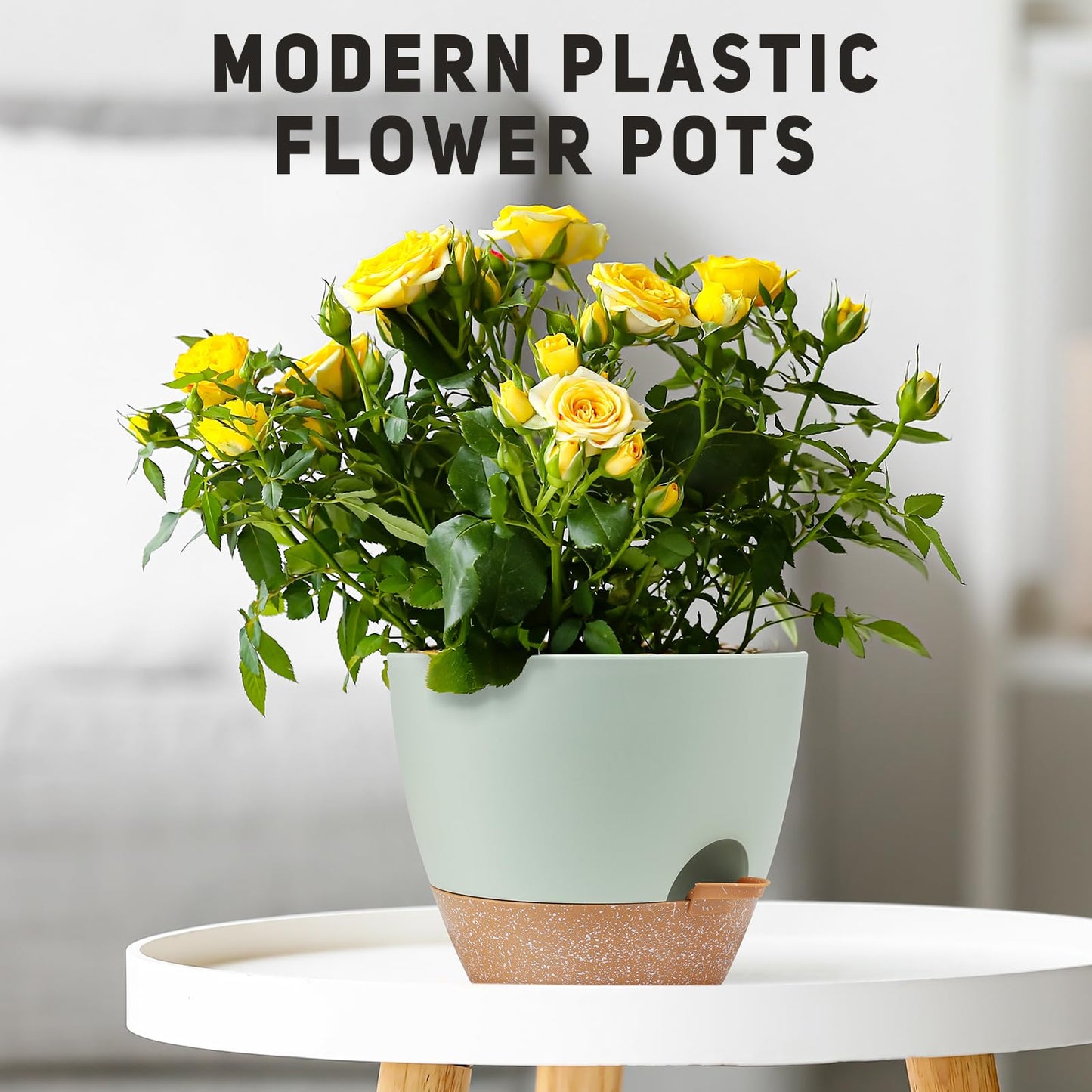 YNNICO 12" 10" 9" Large Self Watering Plant Pots, 3 Pack Flower Pots Planters with Multi Mesh Drainage Holes for Indoor Outdoor Garden Plants and Flowers.