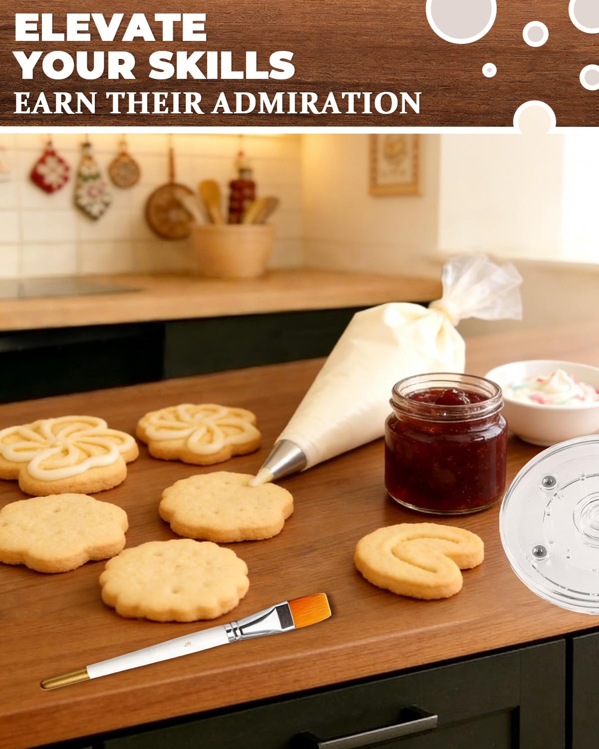 Ultimate Cookie Decorating Supplies Kit in Gift Box | 4 Turntables, 8 Mesh Mats, 32 Tips & 100 Bags | Professional Sugar Cookie Decorating Set with Tools for Beginners & Experts