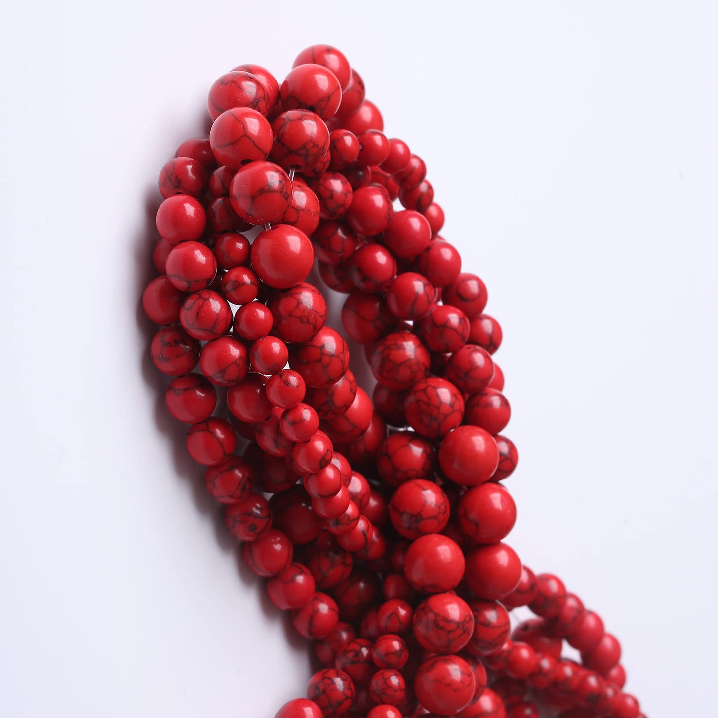 10MM Red Turquoise Round Loose Beads Natural Gem Beads Crystal Energy Stone Beads for Jewelry Making DIY Bracelet Necklace