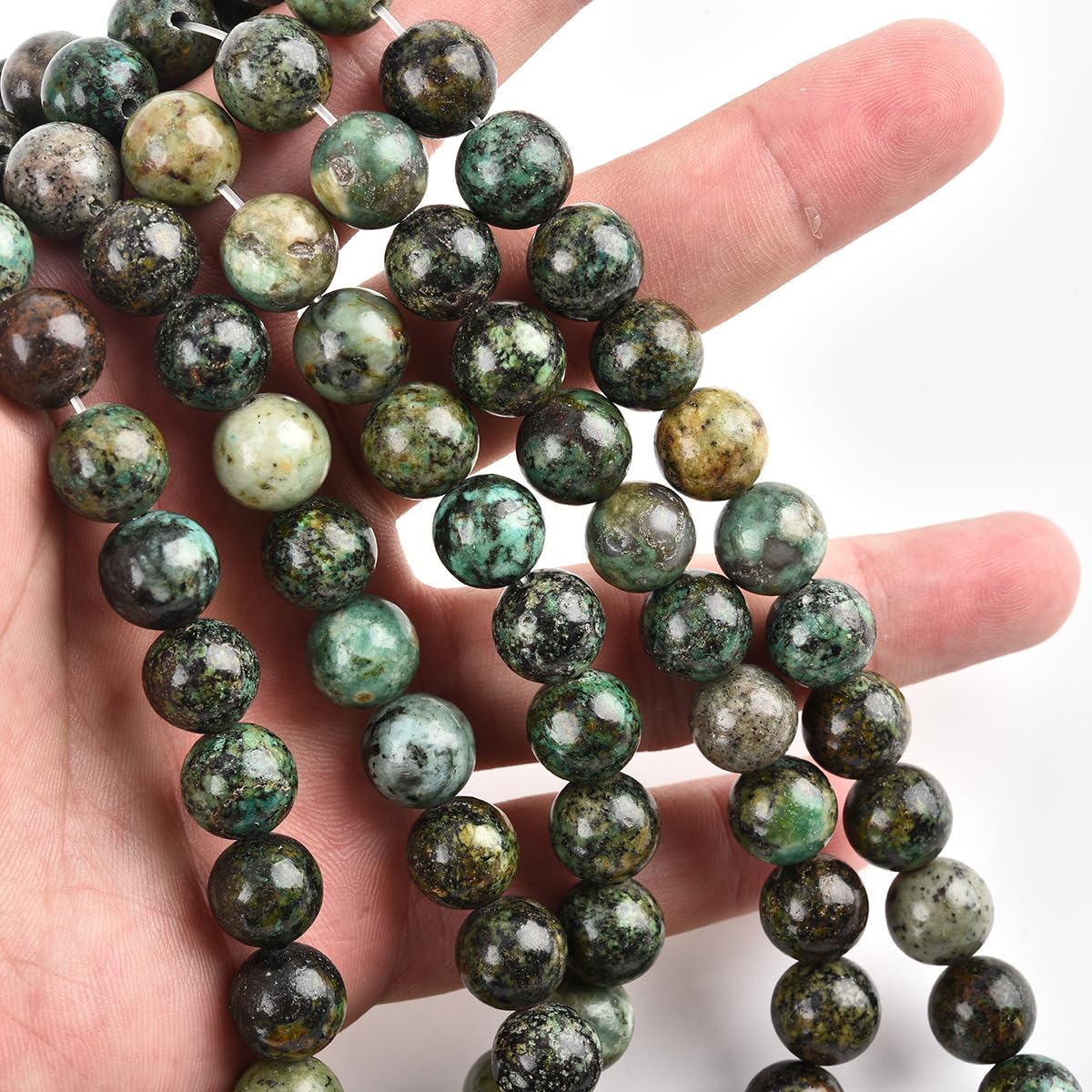 10mm Round African Turquoise Beads for Jewelry Making Natural Gemstone Semi Precious Strand 15 Inch(36-38pcs/Strand)