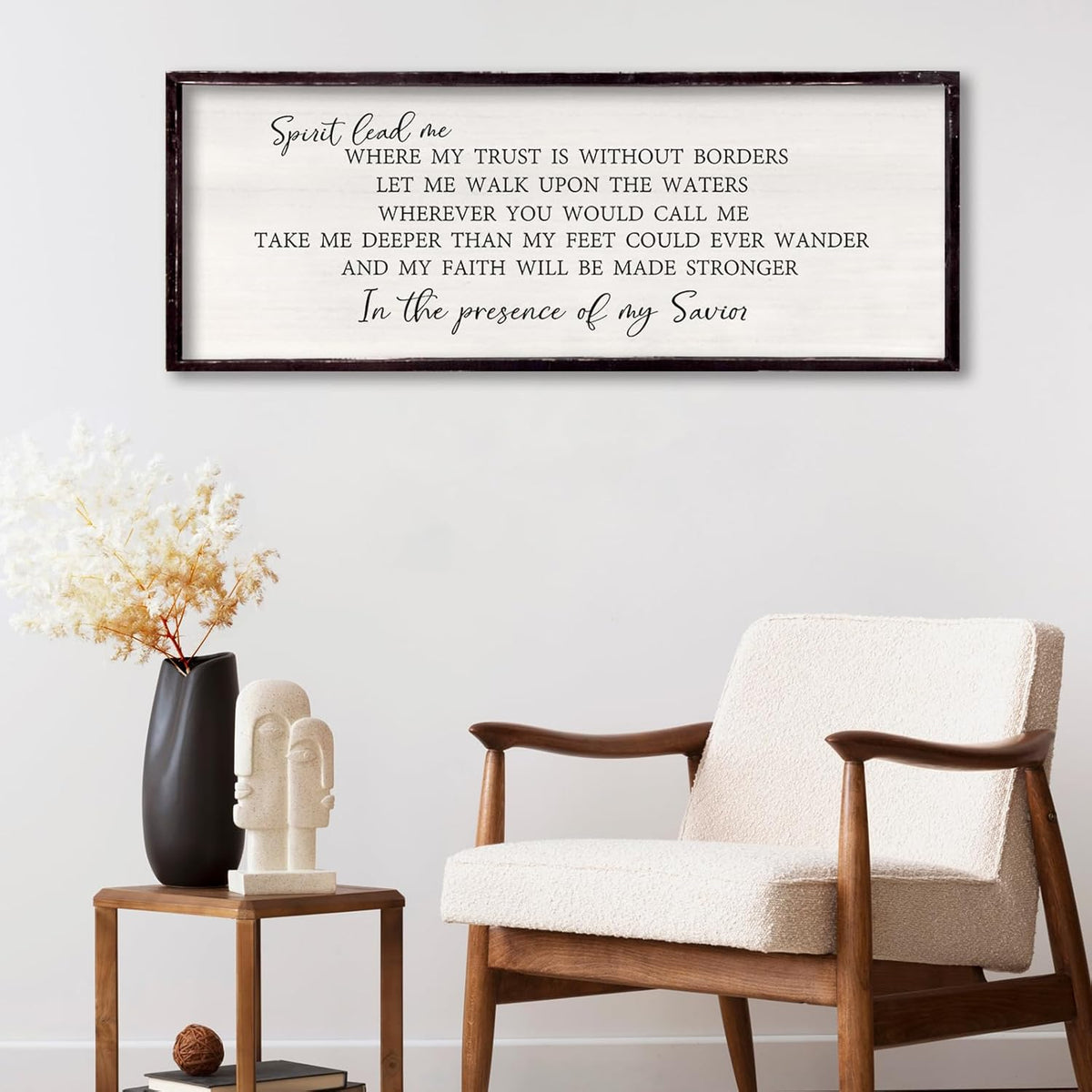 Spirit Lead Me Wall Decor 32"x12" Christian Scripture Worship Song Religious Bible Verse Wooden Framed for Bedroom Office Large Wall Art Hanging Sign (Black)