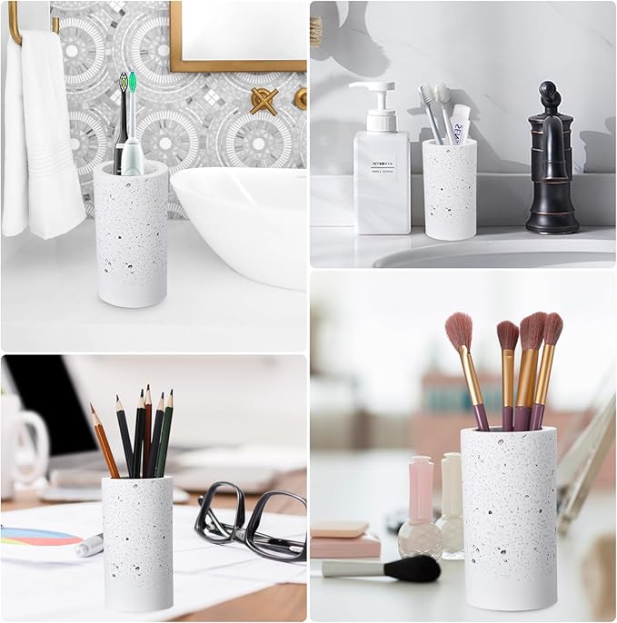 Diatomite Toothbrush Holder, BOJDOPIE Water Absorption Quick Drying Bathroom Countertop Organizer, Stand Cup for Toothpaste Makeup Brushes Razors
