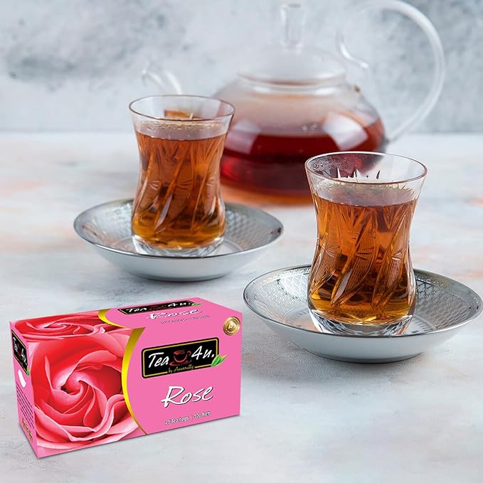 Tea4U Flavored Black Ceylon TeaBags (Rose) - Ideal Quality from Sri Lanka's Finest Leaves and Expertly Blended - 25 Count