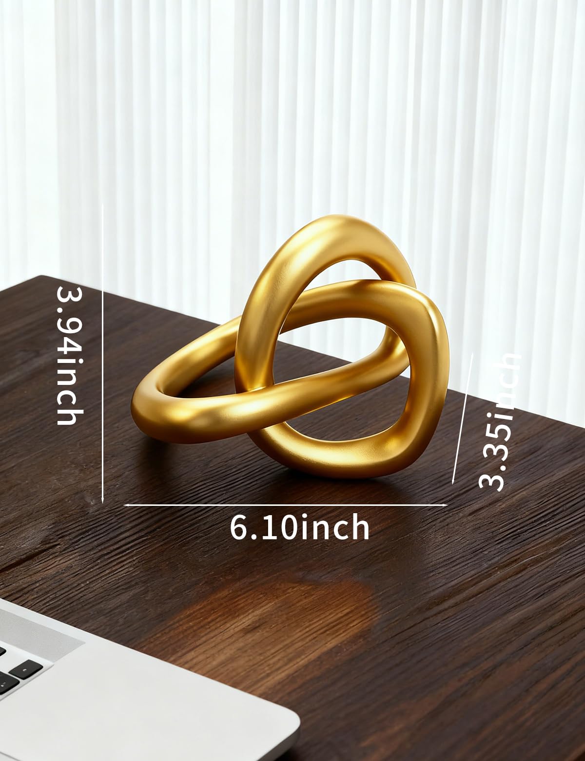Joogour Modern Gold Knot Sculpture Statue - Abstract Geometric Table Decor for Living Room, Office Desk, Bookshelf | Elegant Brass-Tone Resin Home Accent Decorations & Gifts