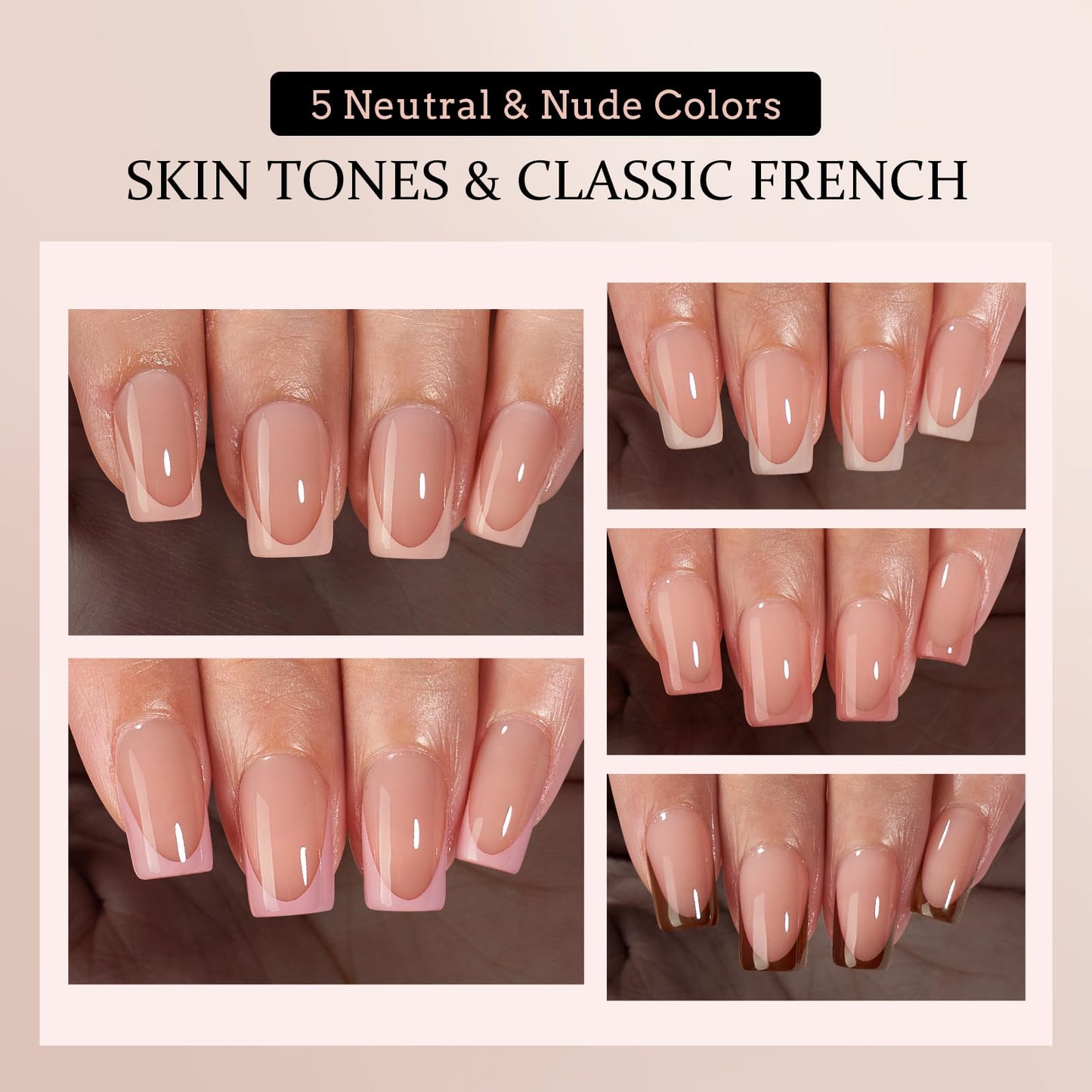 BTArtboxnails XCOATTIPS Press on Nails - French Tip Press on Nails Short Square, Skin Tones Soft Gel Nails False Nail Tips, Soak Off Acrylic Nails Extensions