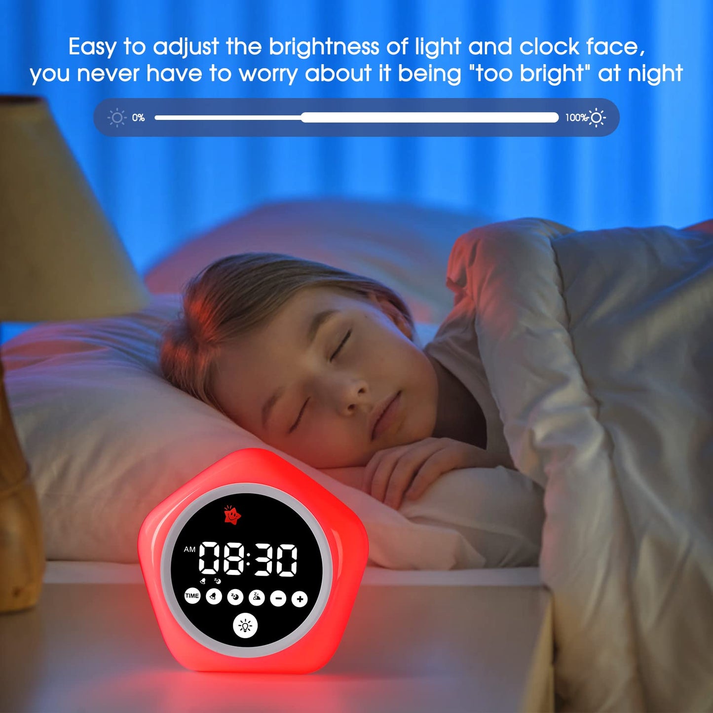 ANNNGUL Kids Alarm Clock, Ok to Wake Clock with Green Light Red Light, Toddler Sleep Training Clock for Children