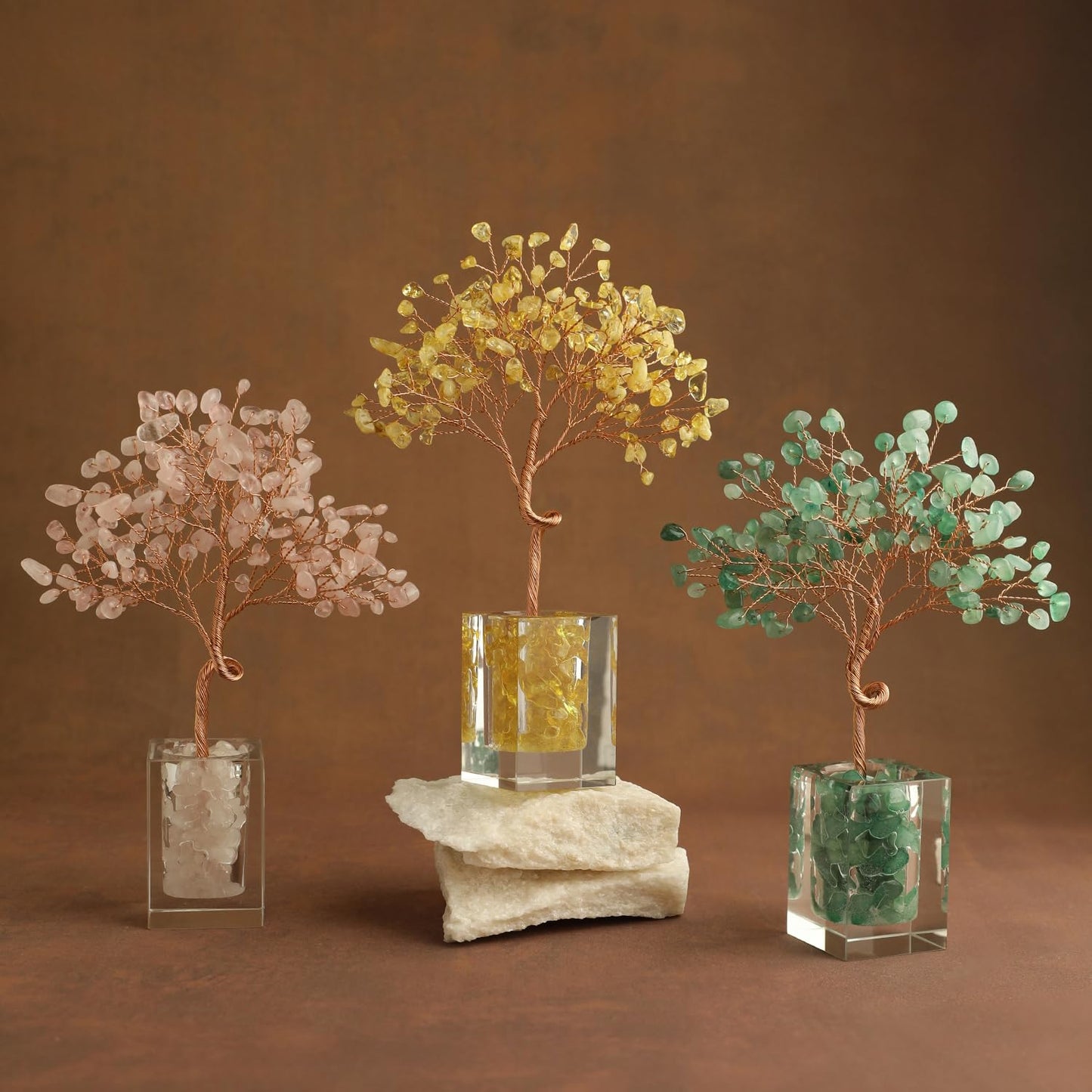 MAGIC AND MIRACLES Green Aventurine Crystal Tree Green Healing Crystals Stones Bonsai Money Tree, Home Office Table Desk Living Room Decor for Wealth Good Luck Positive Energy