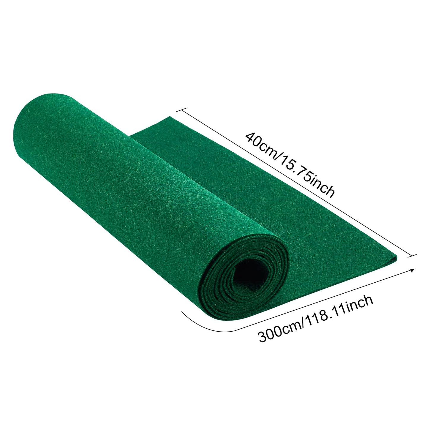 BENECREAT 10FT 15.75 Inch Wide Green Felt Fabric Sheet Nonwoven Felt Roll Padding Felt Fabric for Christmas Decor, Cushion, DIY Craft, Patchwork Sewing, 0.9mm Thick