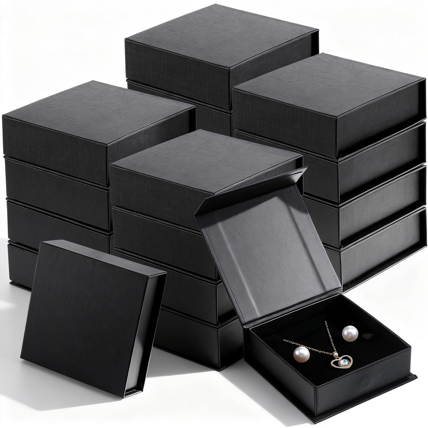 Xaajooio 20 Pcs Black Small Jewelry Gift Boxes with Cotton Filled and Lids, 3.54 x 1.18 Inches, for Necklace Earring Ring Storage Display and Gift Packaging