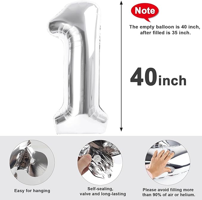 Balloon 15 Numbers, 40 Inch 15th Birthday Decorations for 1 5 15 51, Silver Big Foil Number Balloons for Wedding Store Anniversary Party Supplies