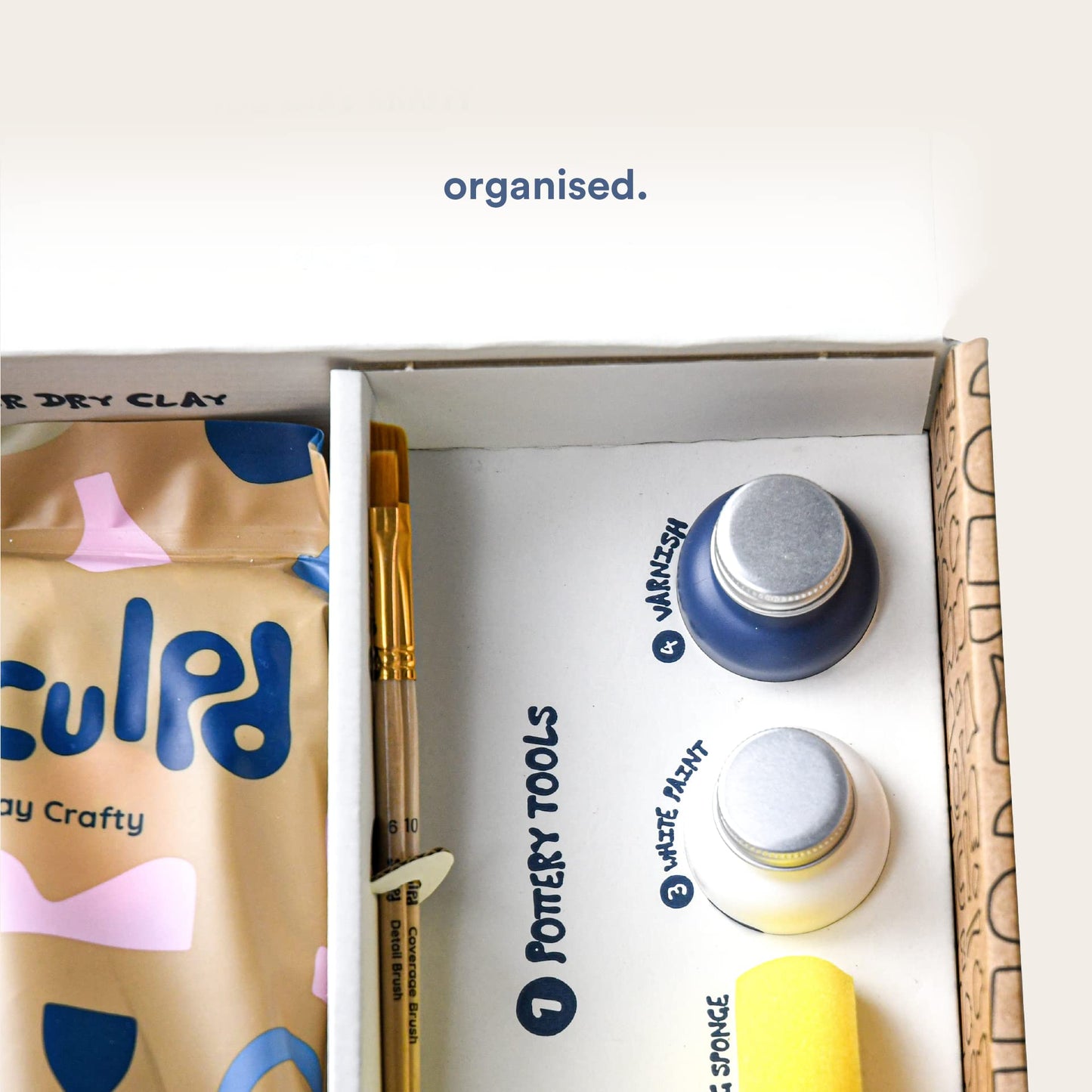 Sculpd - The Original Pottery Kit for Adults - Air Dry Clay for Adults, Tools, Varnish, Paints, Brushes, Couples Date Night Arts & Crafts Set, Matte Varnish