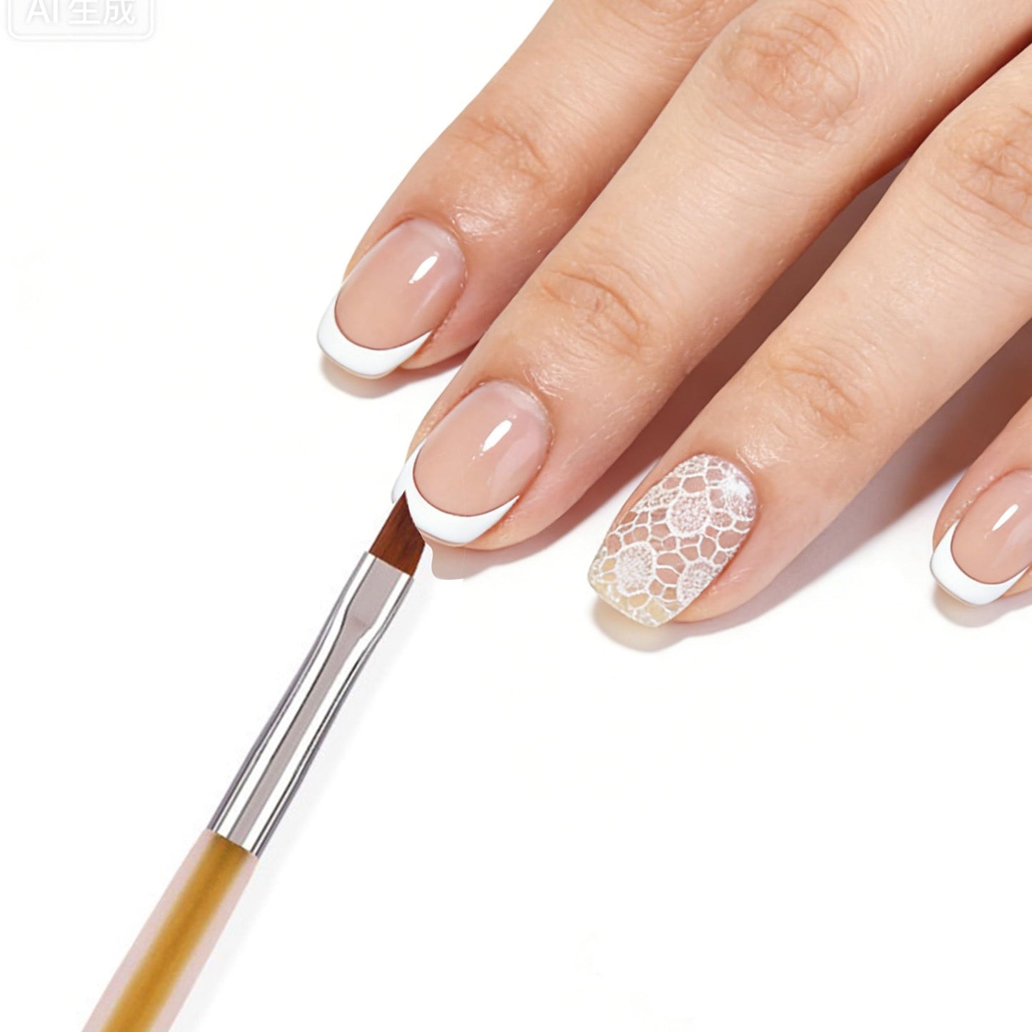 Calyuna Dual-Ended French Manicure & Ombre Nail Brush - Smile Arc & Gradient Glitter Nail Art Pen for Gel Nails