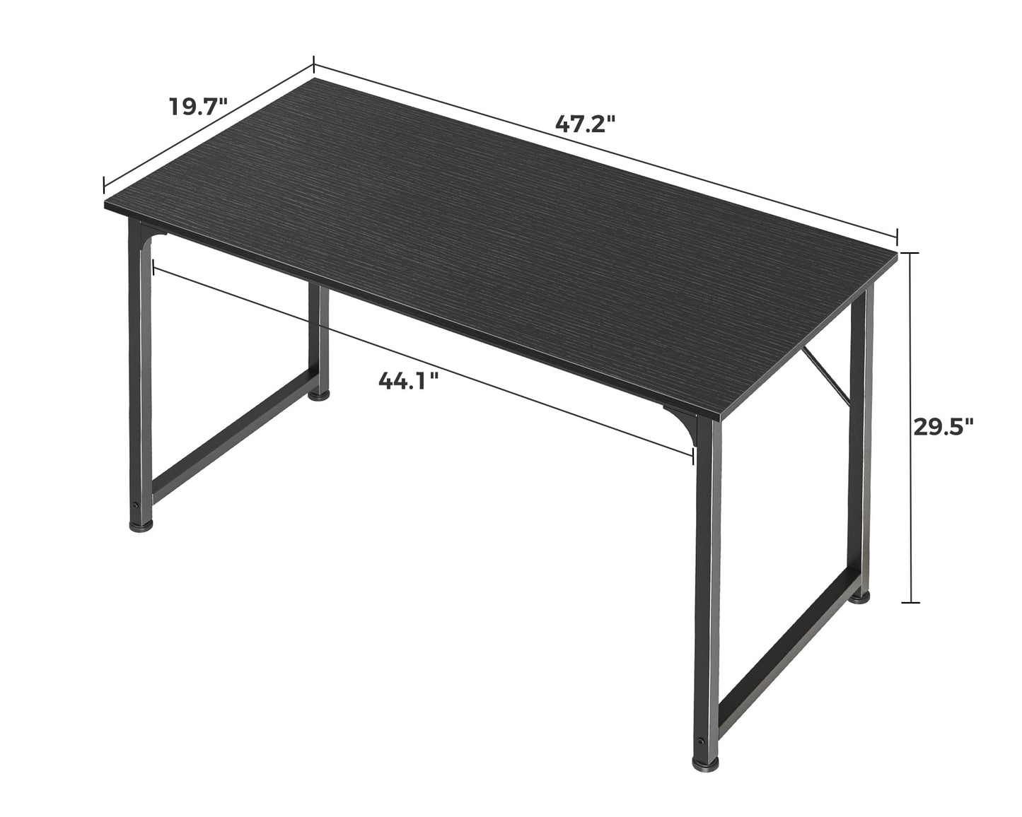 Huuger 48 Inch Office & Gaming Desk with Storage, Modern Simple Design, Large Legroom, Black Metal Frame