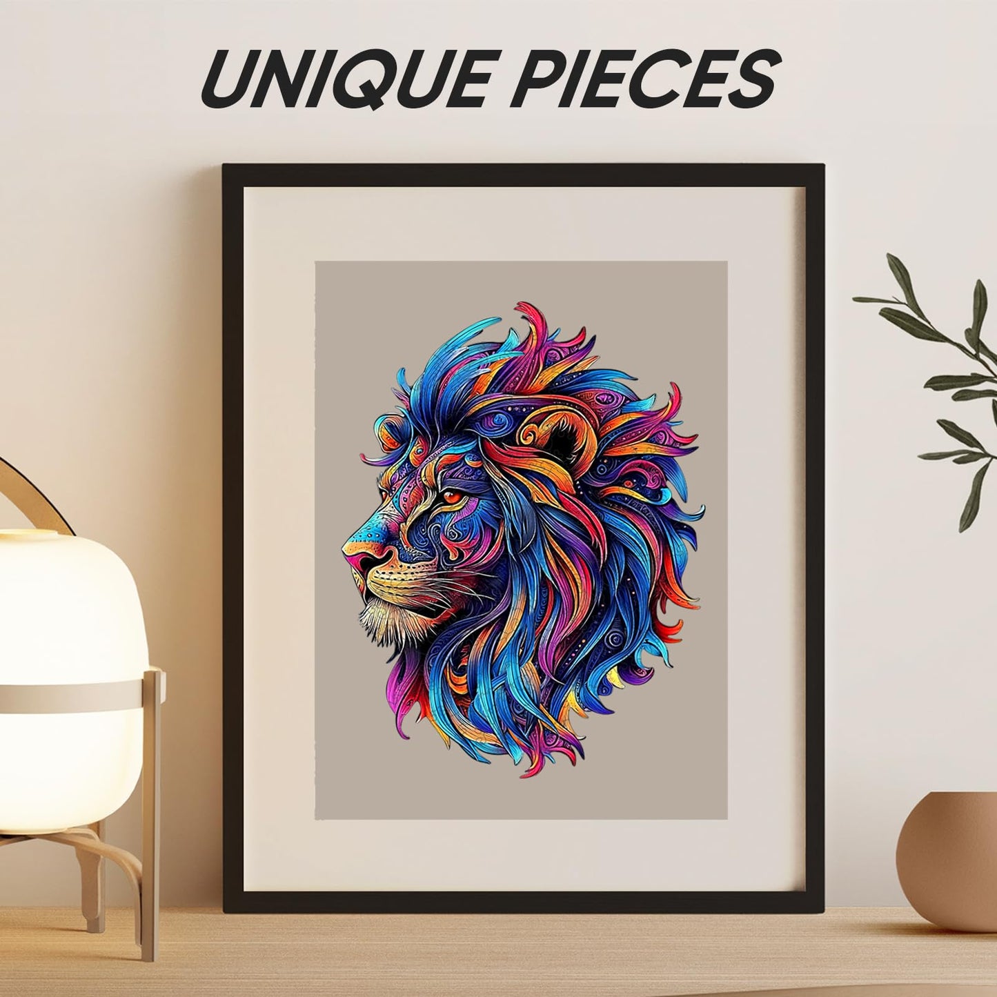 Wooden Jigsaw Puzzle, 200 Pcs Unique 3D Shape Jigsaw Puzzles, Wood Puzzle Gift Box Packing, Medium Size Letter, Creative Gift for Adults and Kids, Fun Challenging (EA4Lion, 200PCS)