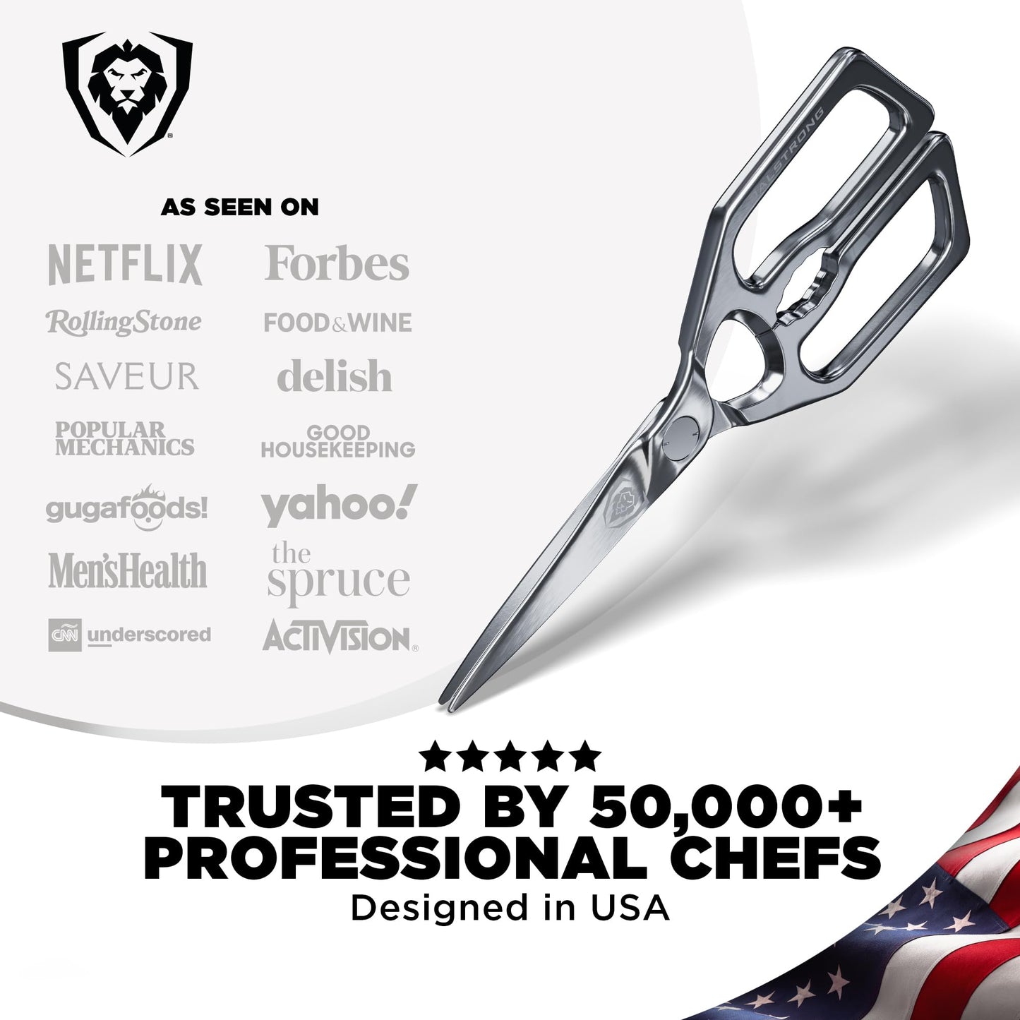 Dalstrong Kitchen Scissors — Japanese Stainless Steel Shears, Ambidextrous, Detachable for Cleaning — For Spatchcocking Chicken, Trimming Herbs, Pizza, Flatbread & Package Opening