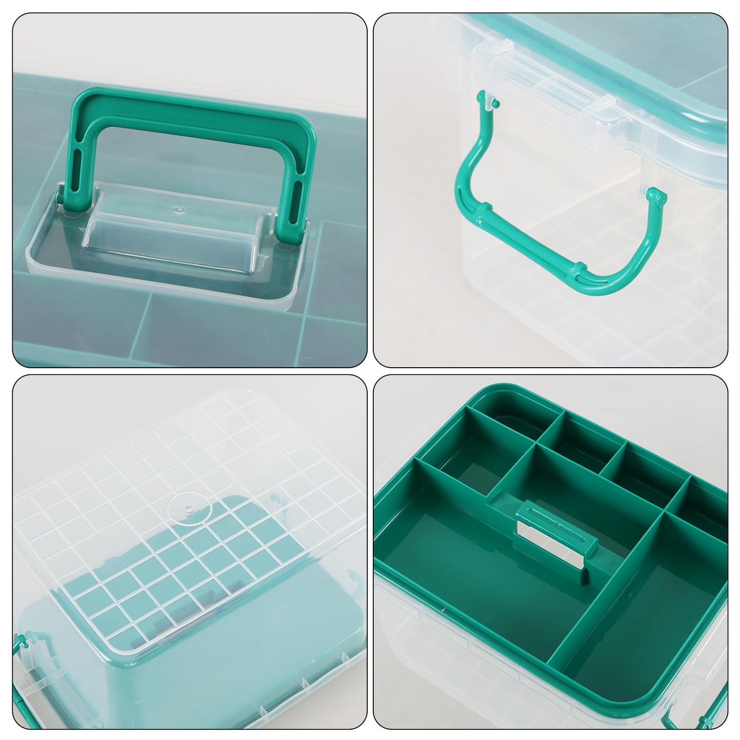 Waikhomes Plastic Divided First Aid Storage Box Kit, Portable Handled Medicine First Aid Box, Medicine Basic Organizer Holder